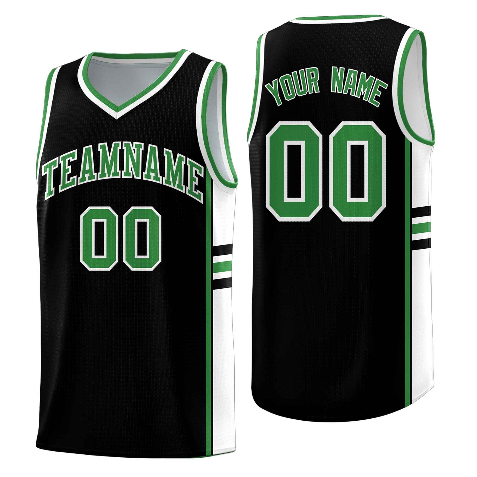 Custom Youth Basketball Jersey - Black Kelly Green Two-Tone Classic Varsity Uniform