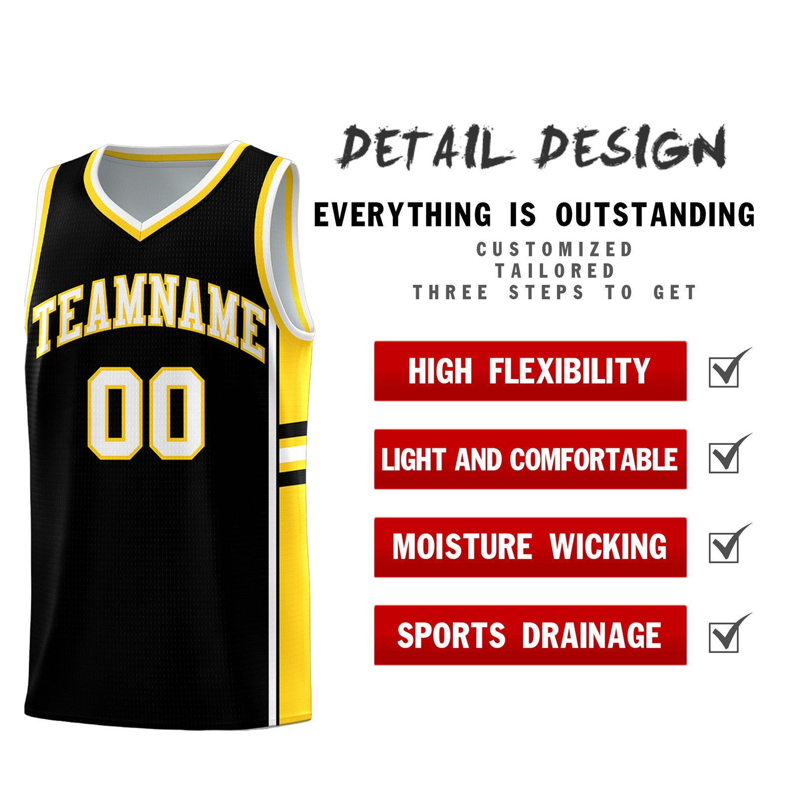 Custom Youth Basketball Jersey - Black Gold Two-Tone Varsity Jersey Set