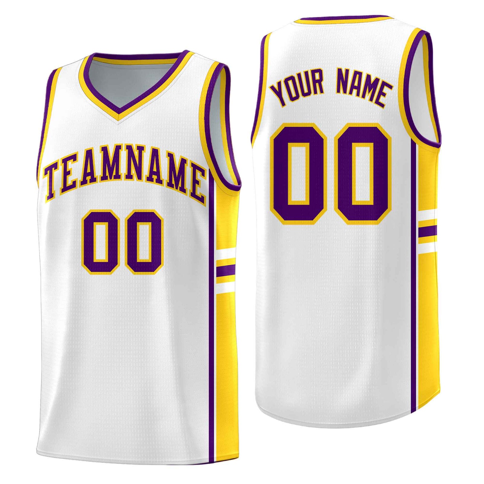 Custom Youth Basketball Jersey - White Gold Personalized Varsity Two-Tone Uniform