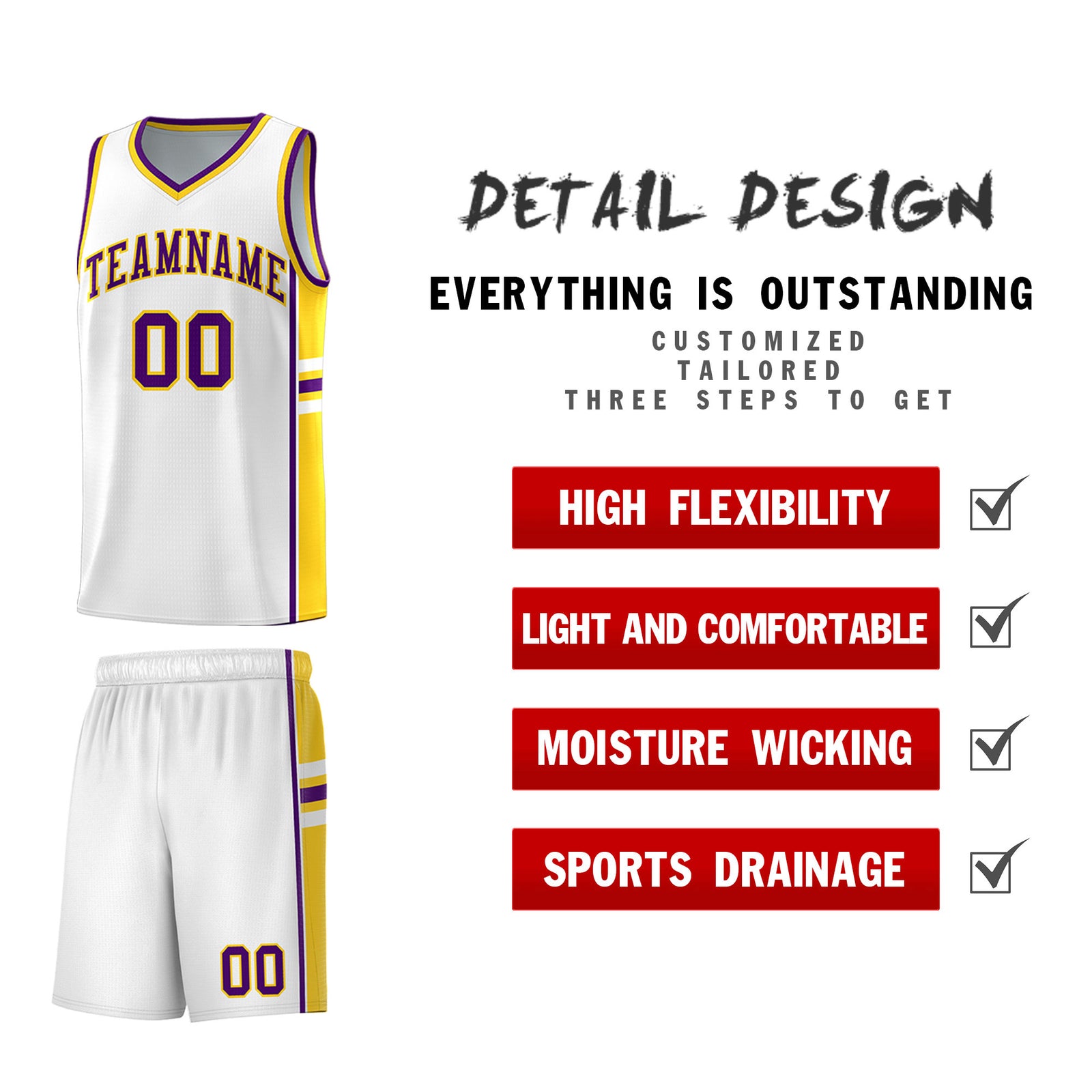 Custom Youth Basketball Jersey - White Gold Personalized Varsity Two-Tone Uniform