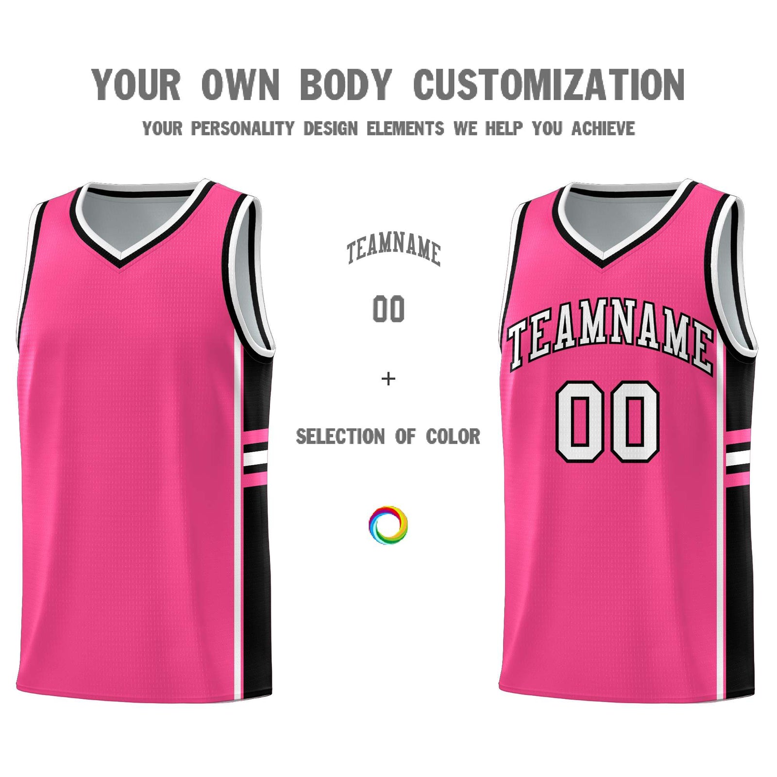 Custom Youth Basketball Jersey - Pink Black Two-Tone Varsity Jersey Set