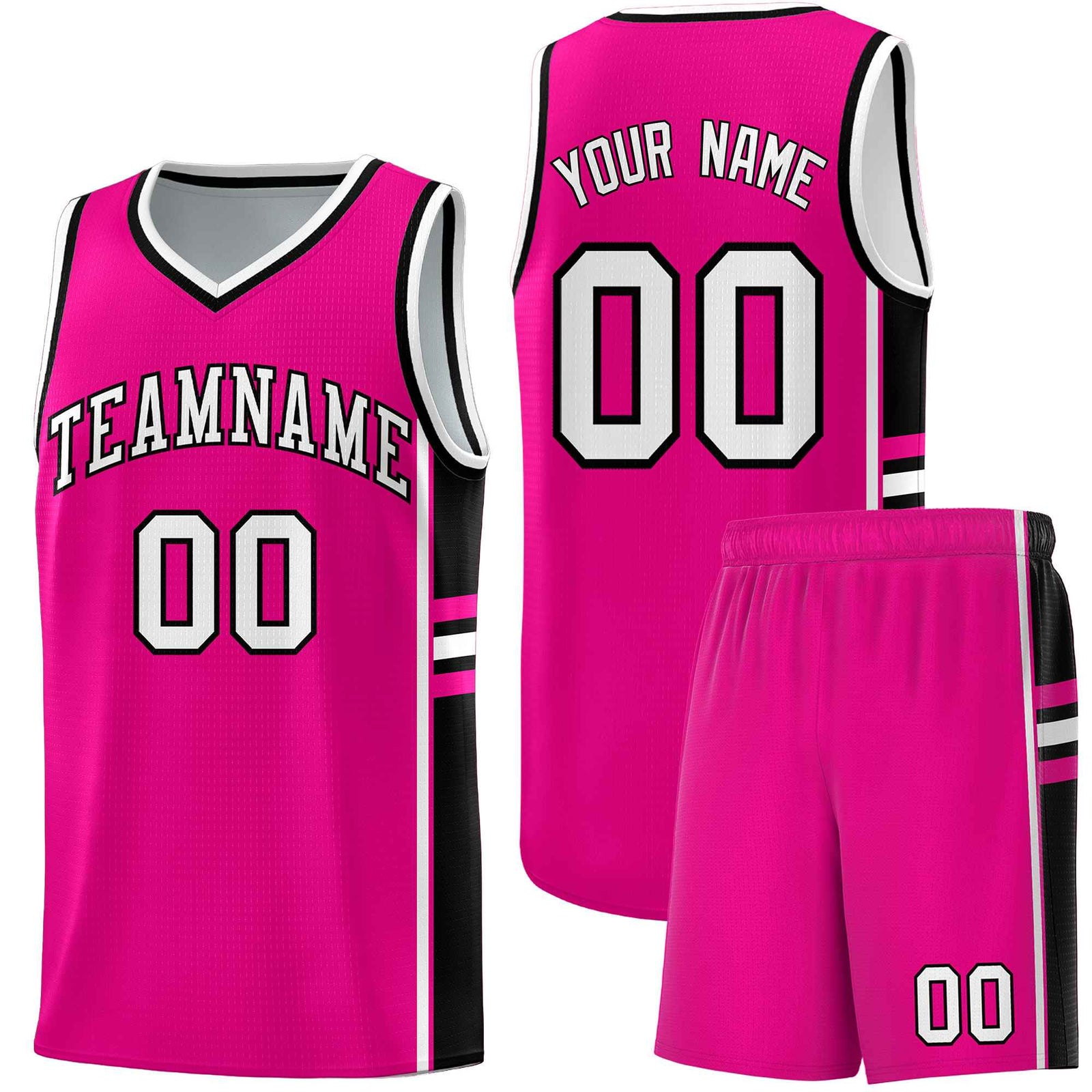 Custom Youth Basketball Jersey - Pink Black Personalized Varsity Two-Tone Uniform
