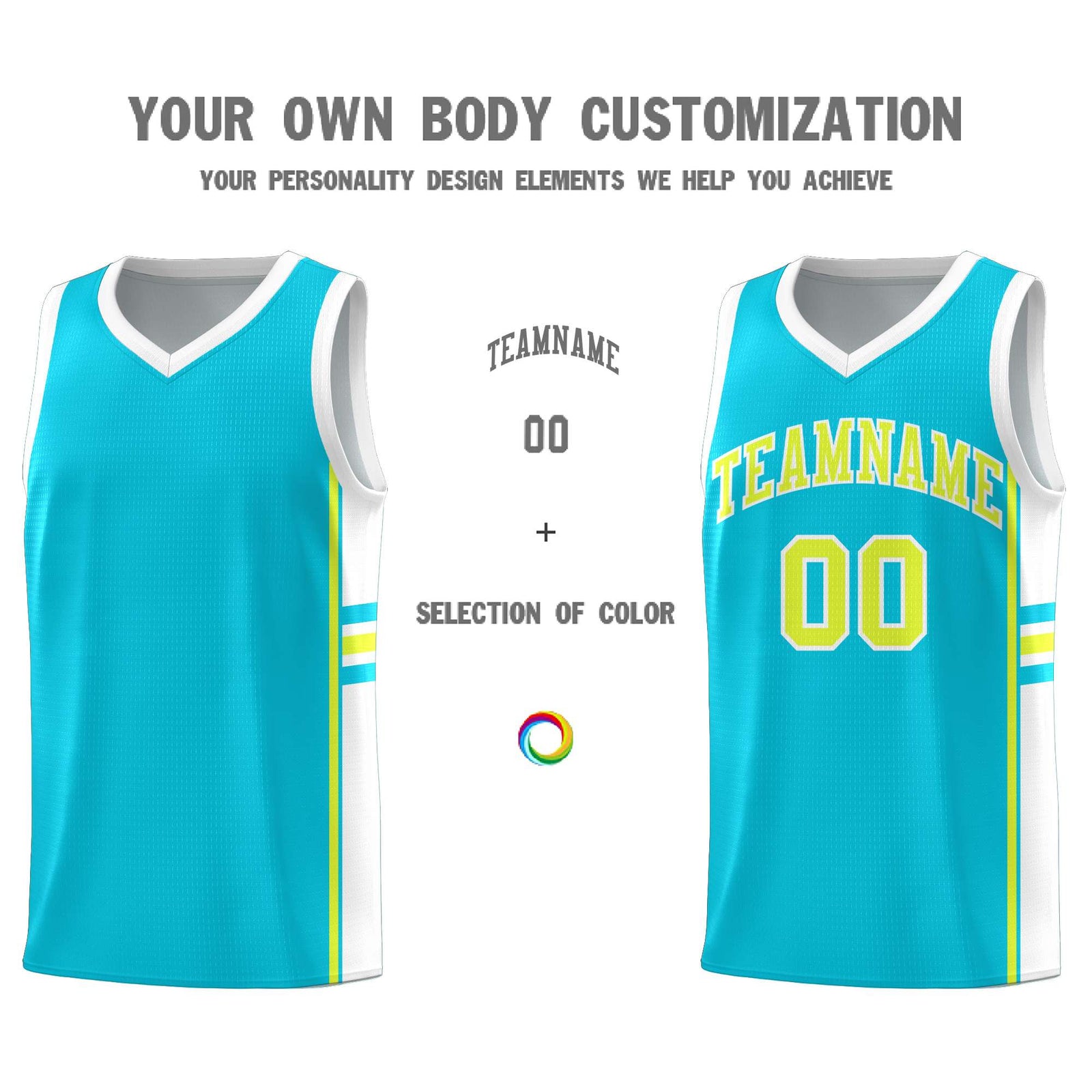Custom Youth Basketball Jersey - Sky Blue White Personalized Varsity Two-Tone Uniform