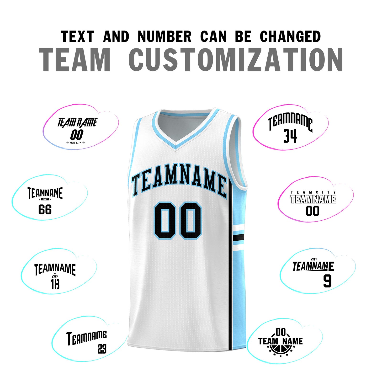 Custom Youth Basketball Jersey - White Light Blue Two-Tone Varsity Jersey Set