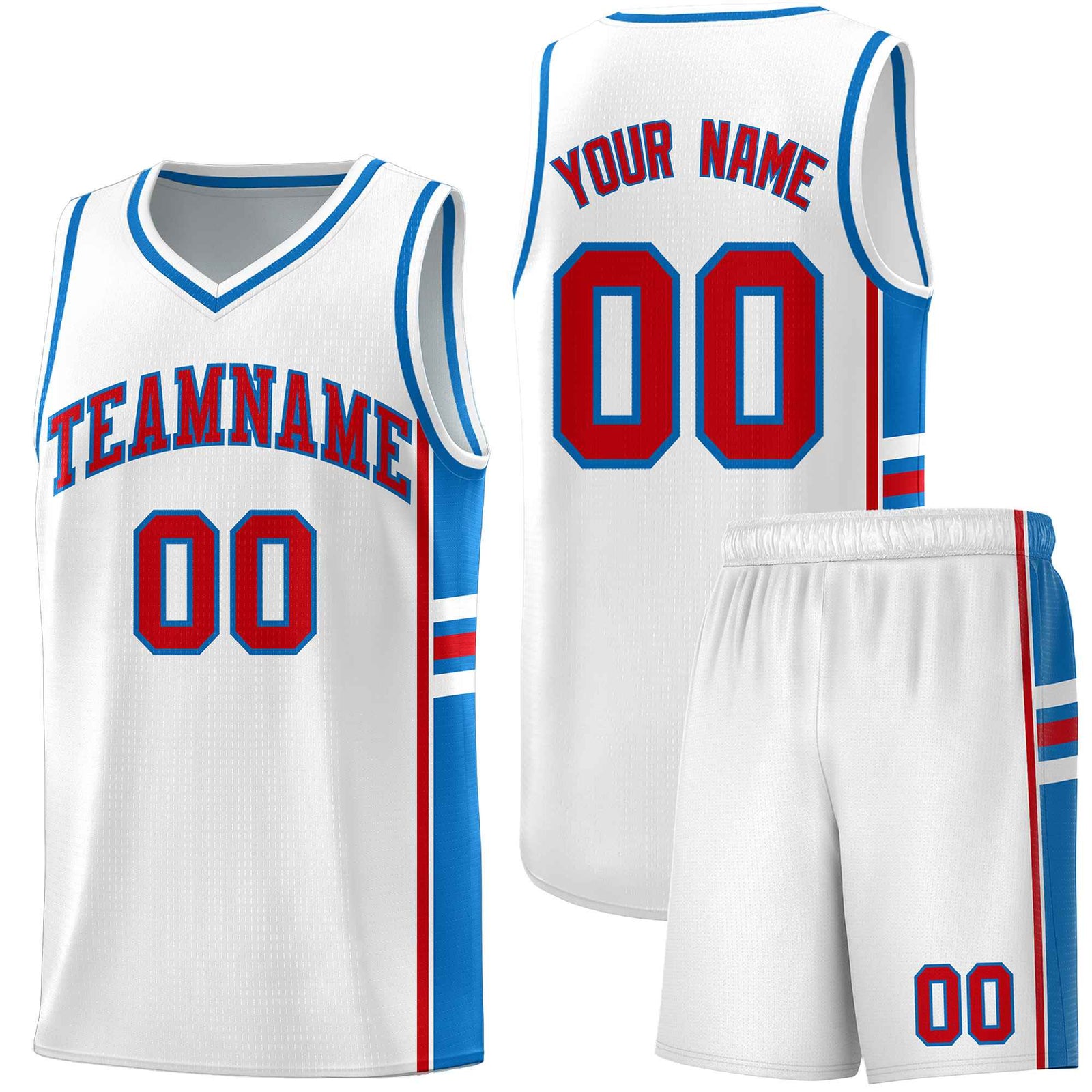 Custom Youth Basketball Jersey - White Royal Two-Tone Varsity Jersey Set