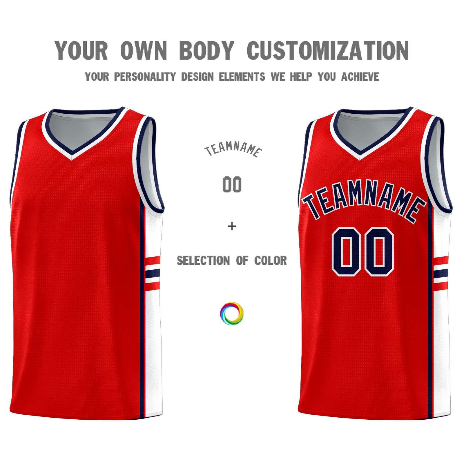 Custom Youth Basketball Jersey - Red White Two-Tone Classic Varsity Uniform