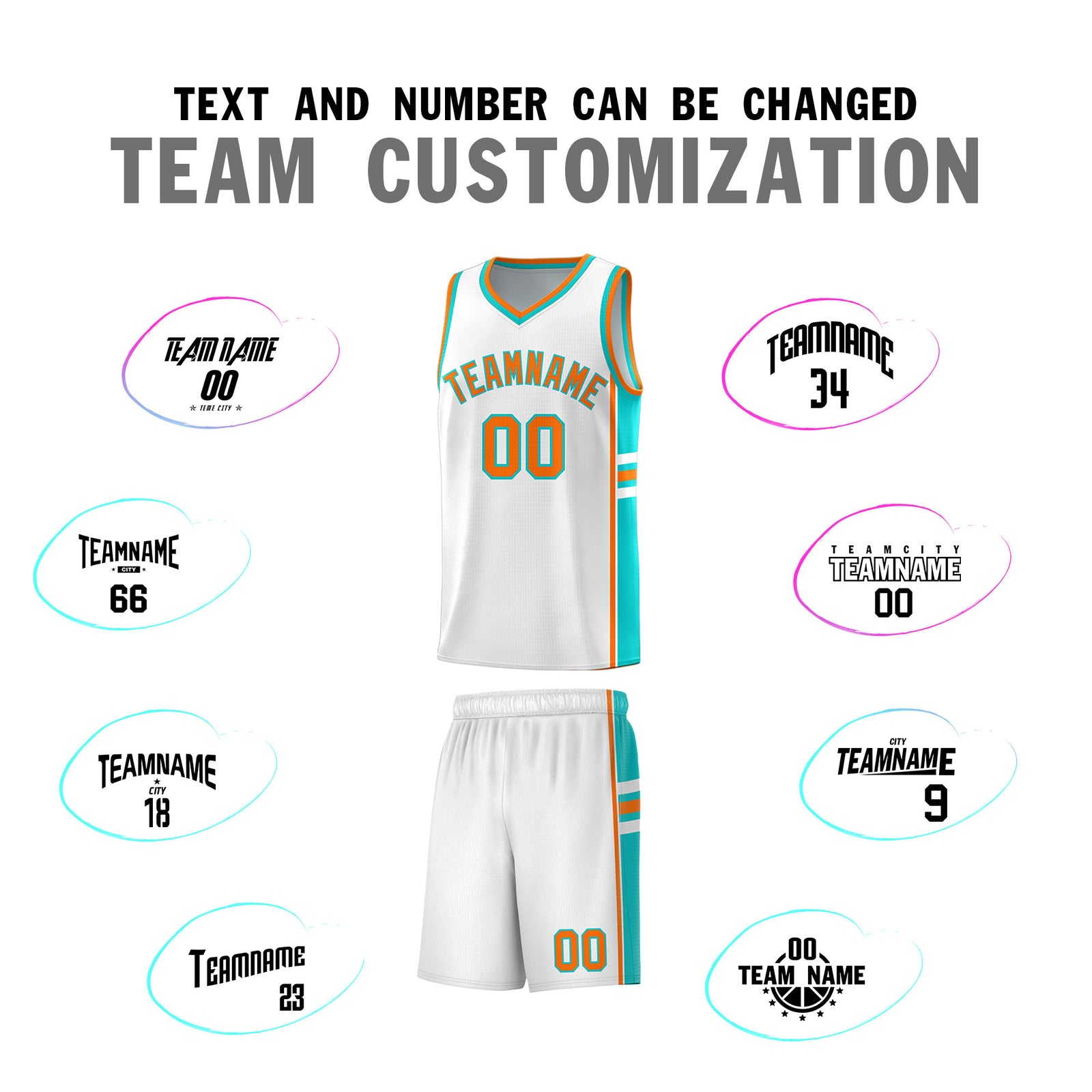 Custom Youth Basketball Jersey - White Aqua Personalized Varsity Two-Tone Uniform