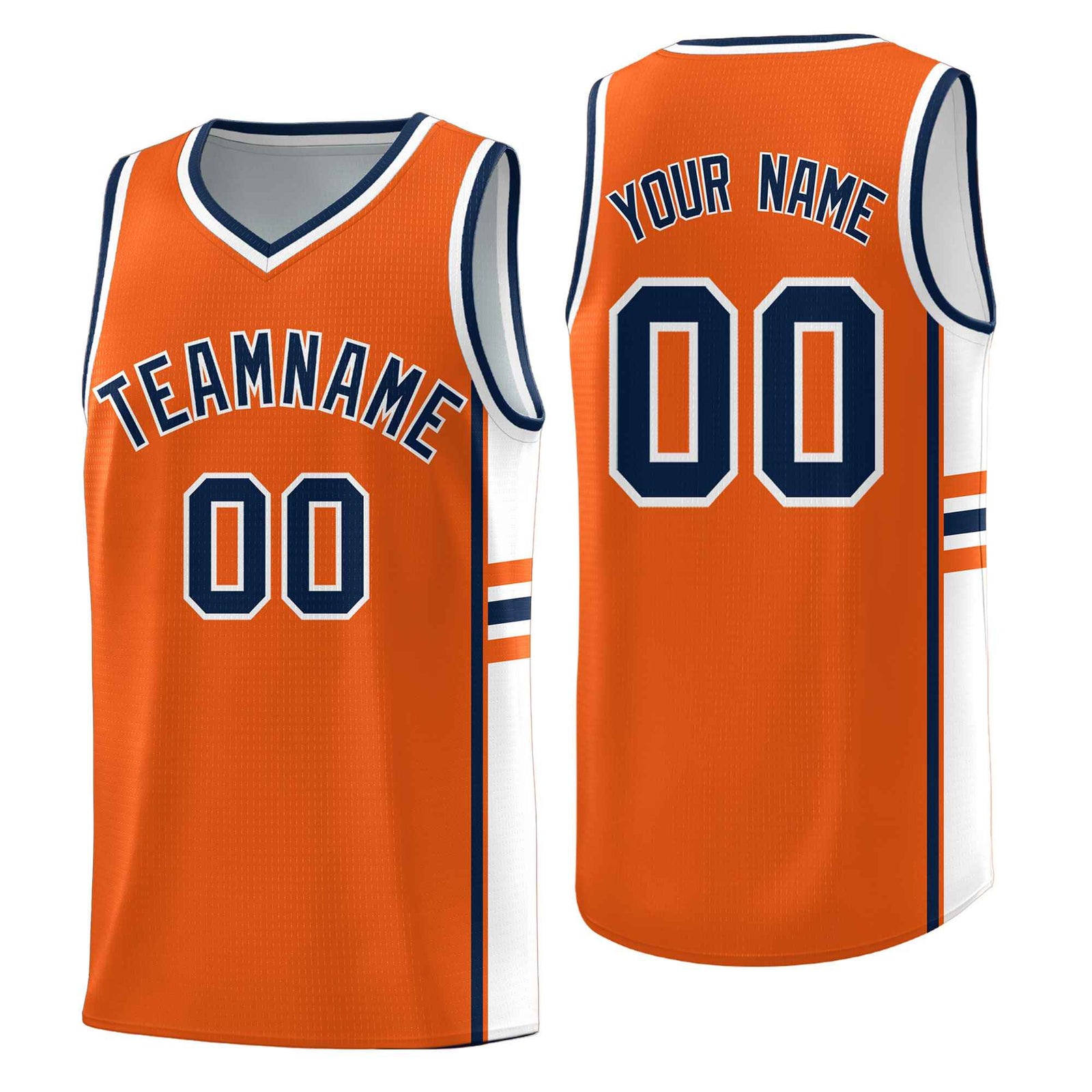 Custom Youth Basketball Jersey - Orange White Two-Tone Classic Varsity Uniform