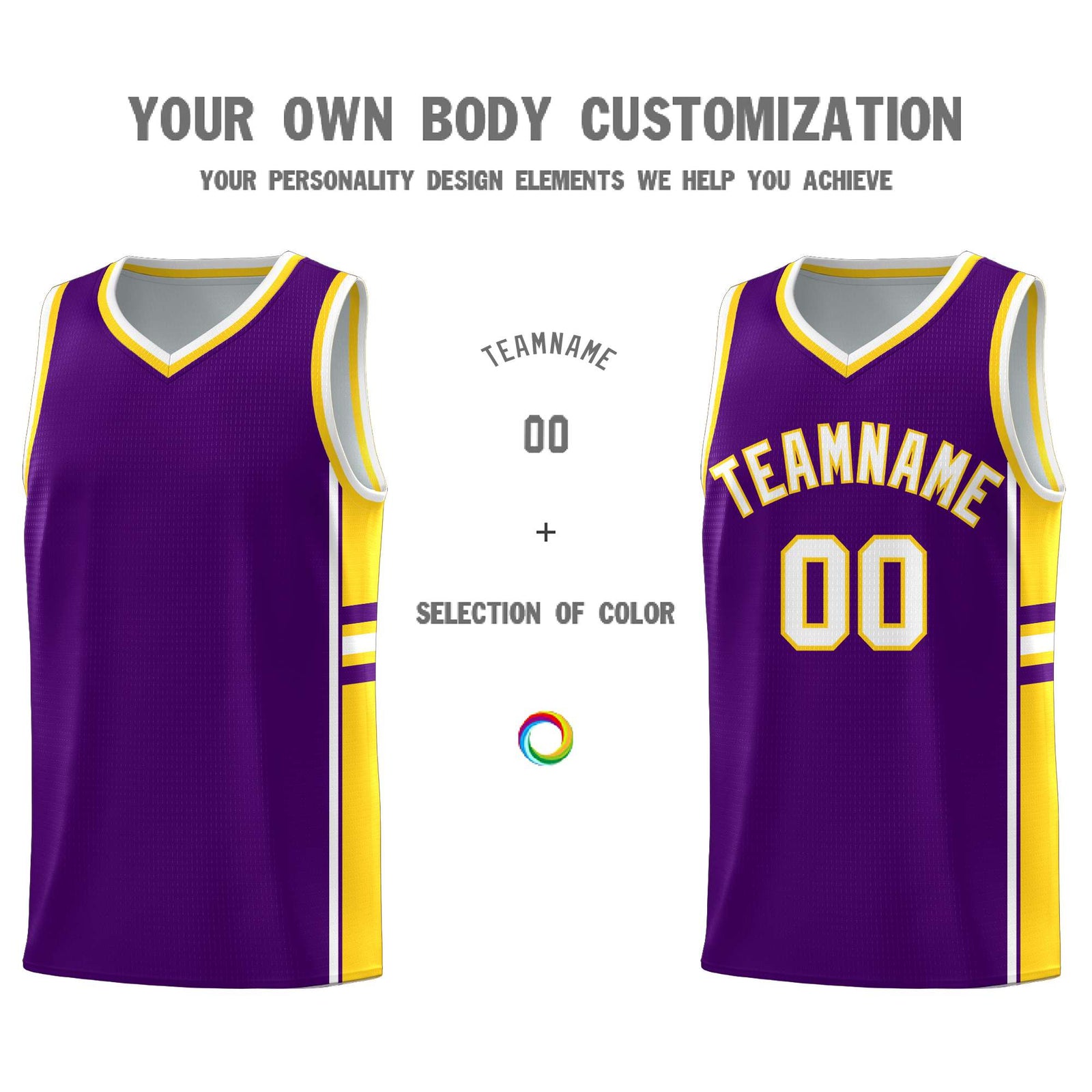 Custom Youth Basketball Jersey - Purple Gold Two-Tone Varsity Jersey Set