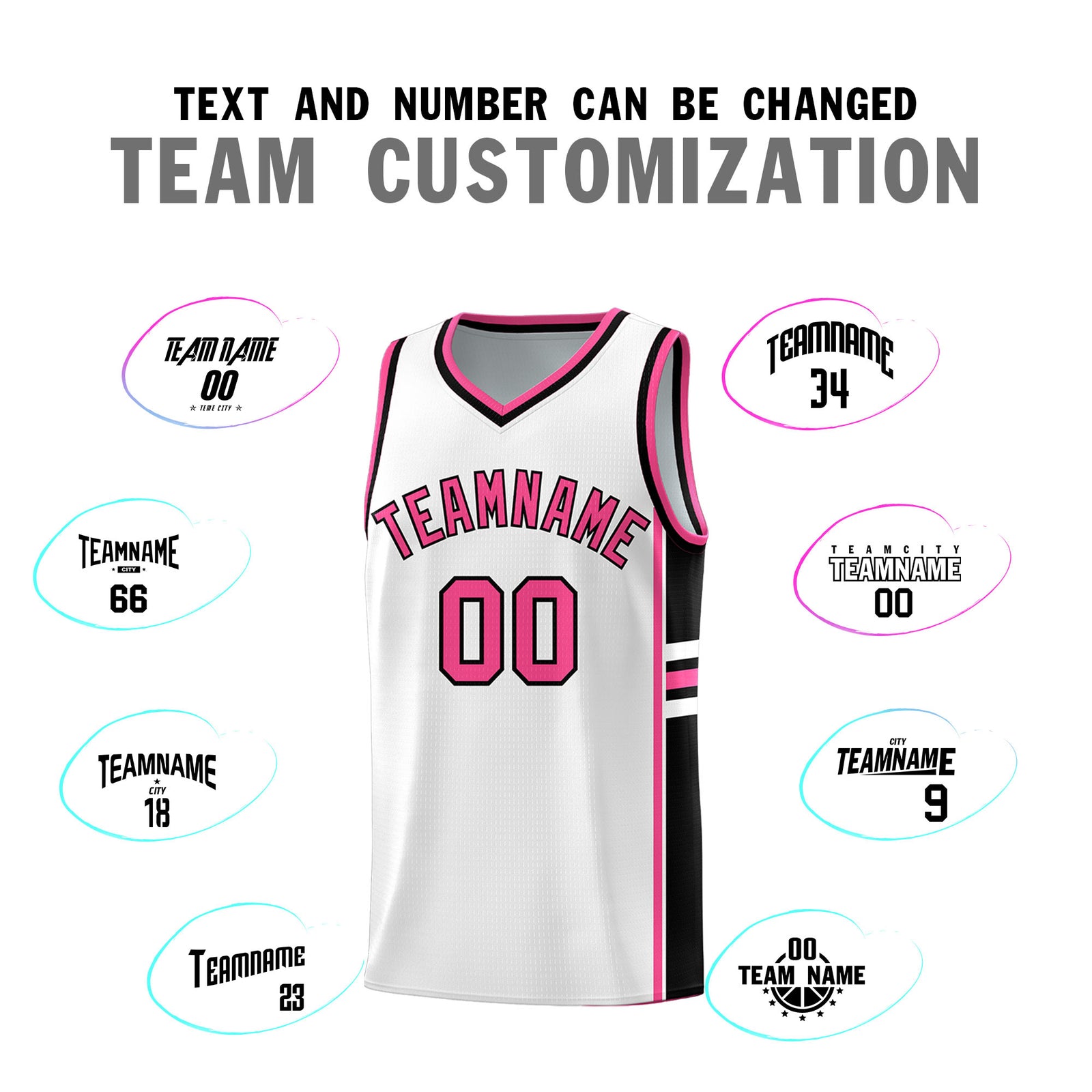 Custom Youth Basketball Jersey - White Pink Personalized Varsity Two-Tone Uniform