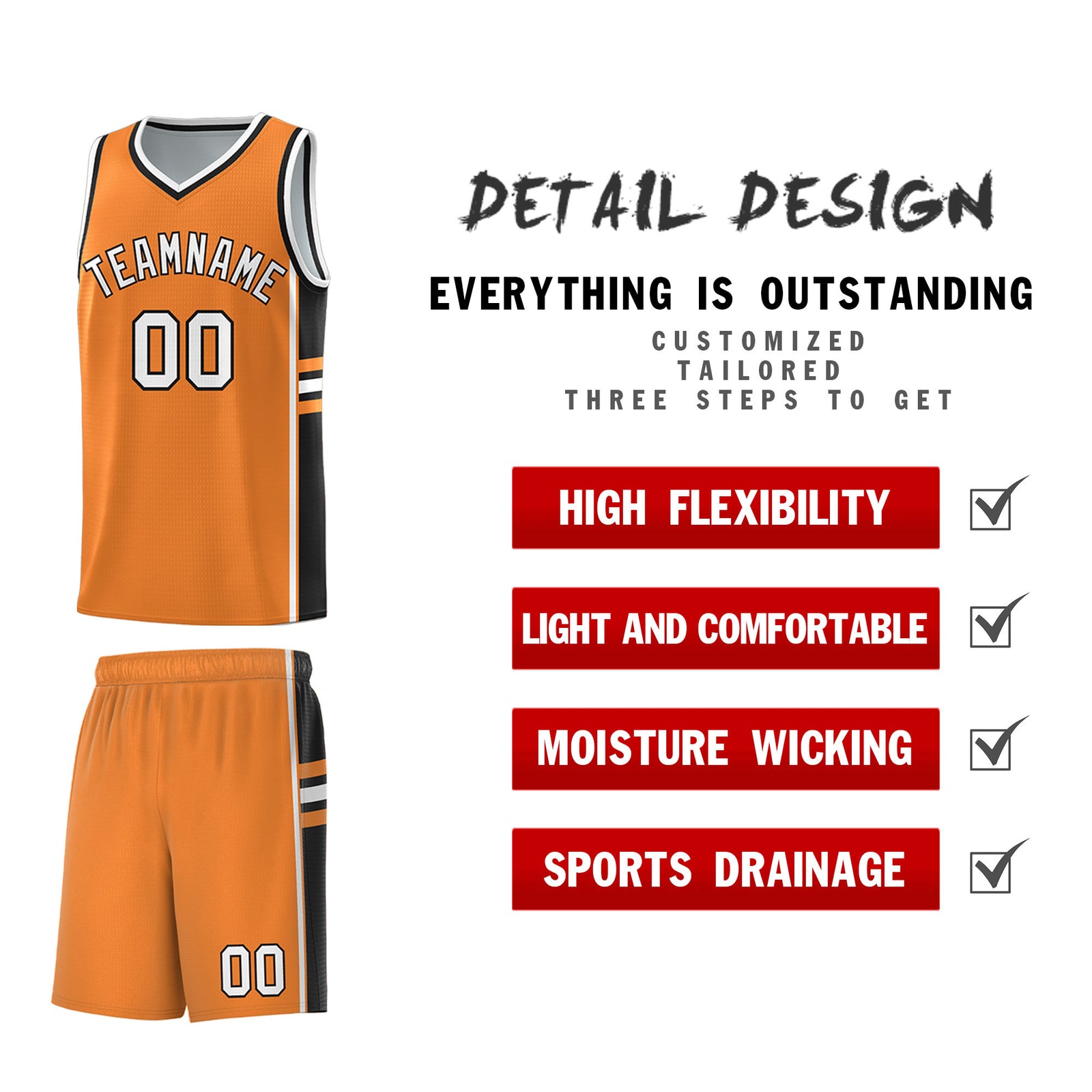 Custom Youth Basketball Jersey - Gold Orange Black Two-Tone Varsity Jersey Set