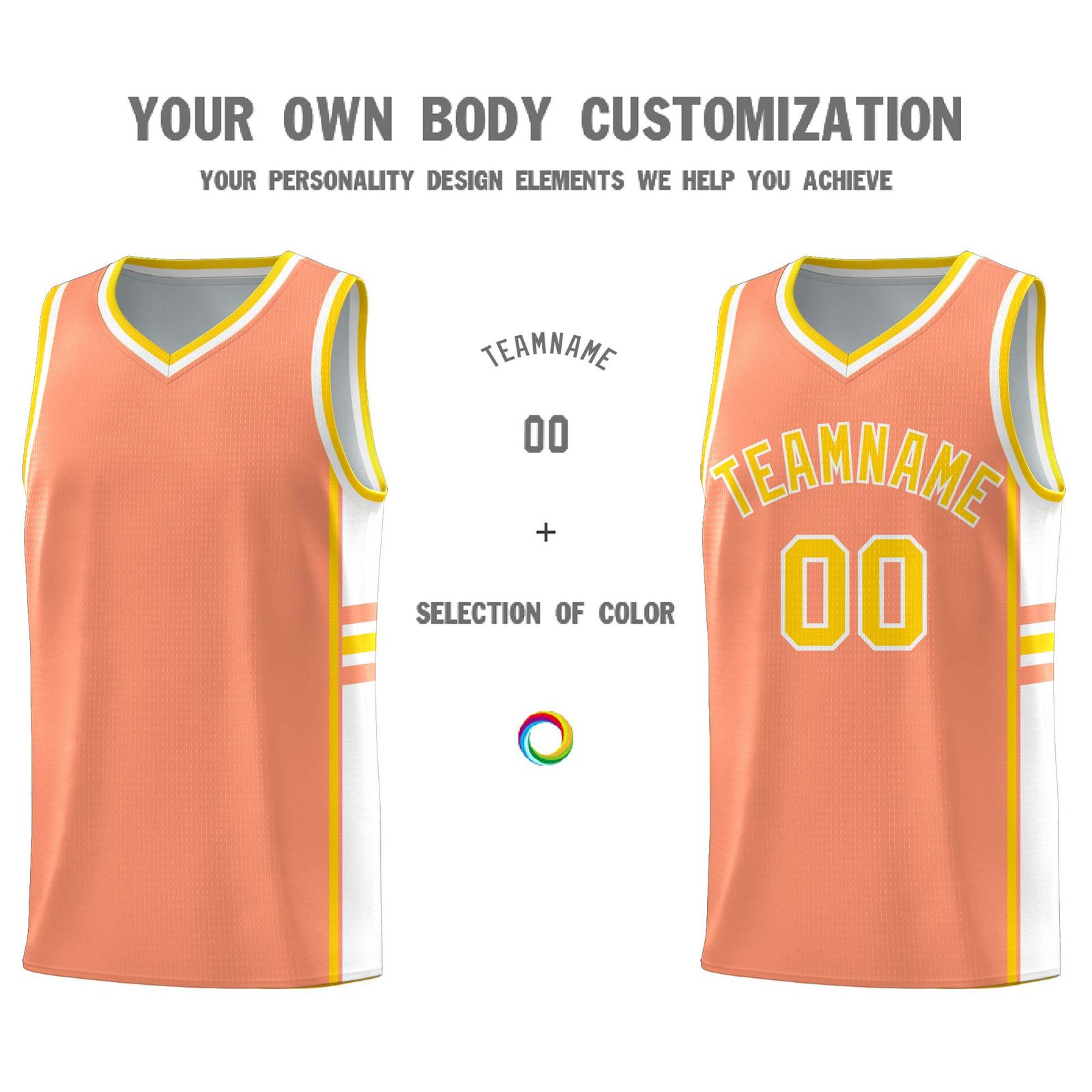 Custom Youth Basketball Jersey - Light Orange White Two-Tone Classic Varsity Uniform