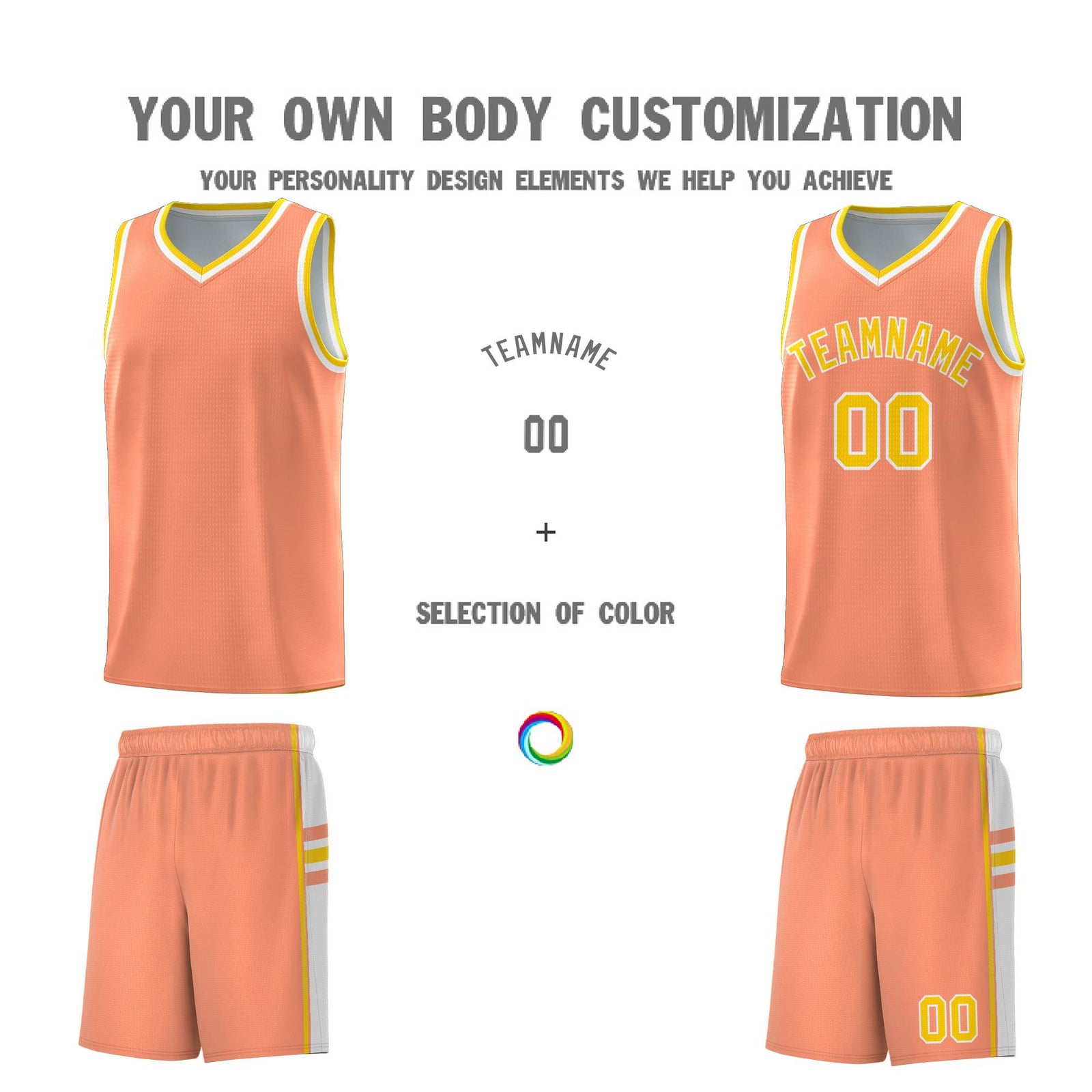 Custom Youth Basketball Jersey - Light Orange White Two-Tone Classic Varsity Uniform