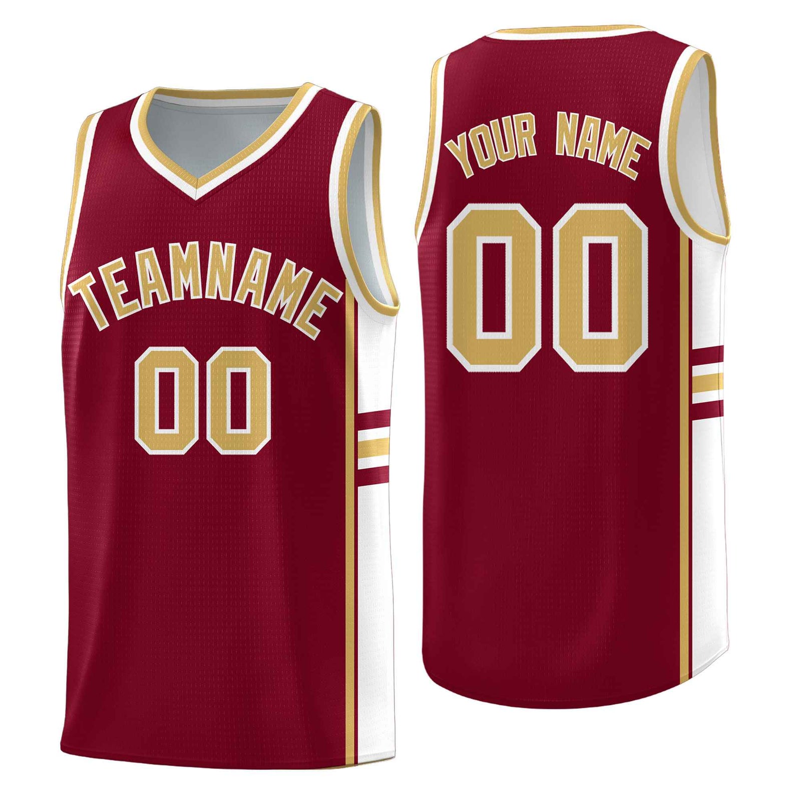 Custom Youth Basketball Jersey - Crimson Old Gold Personalized Varsity Two-Tone Uniform