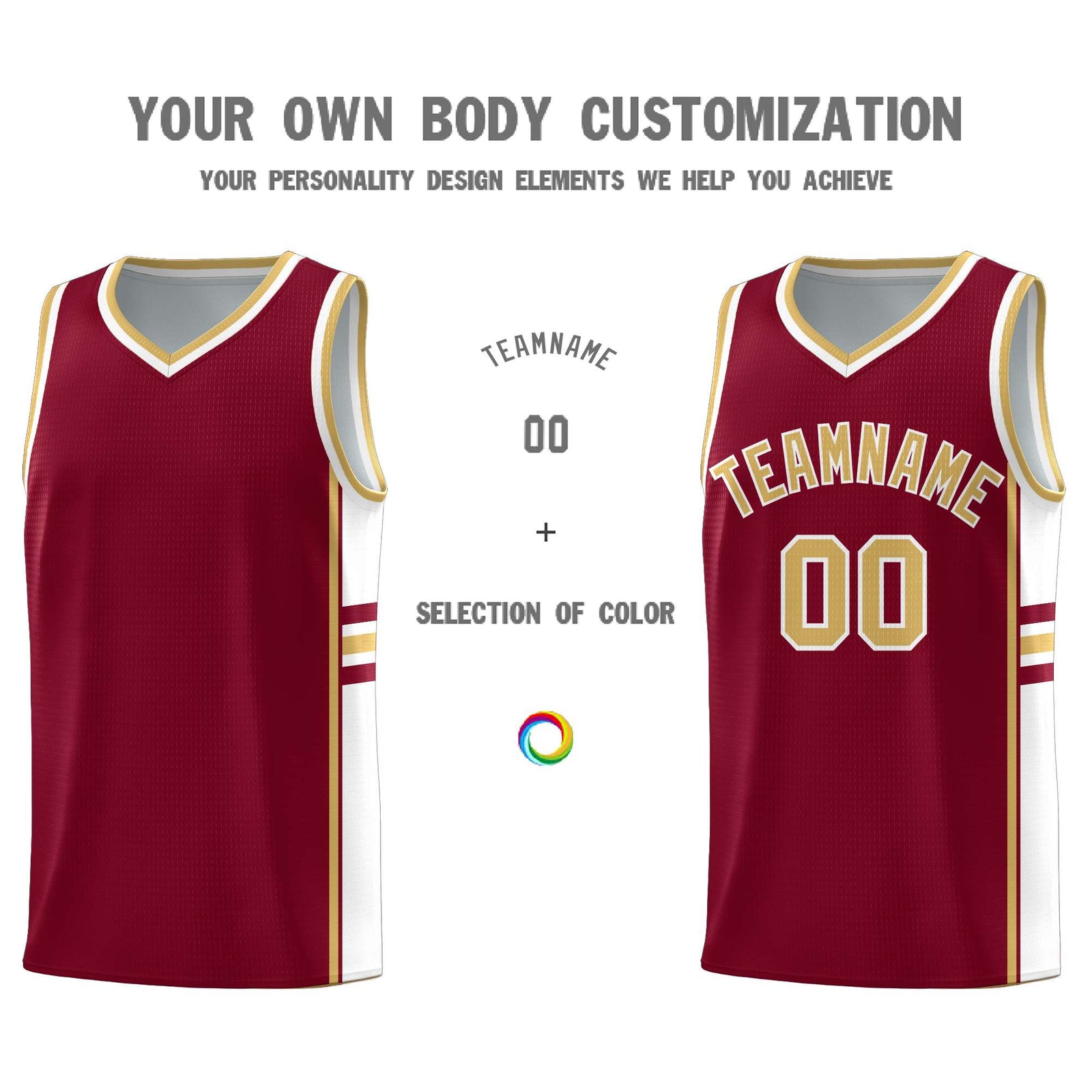Custom Youth Basketball Jersey - Crimson Old Gold Personalized Varsity Two-Tone Uniform
