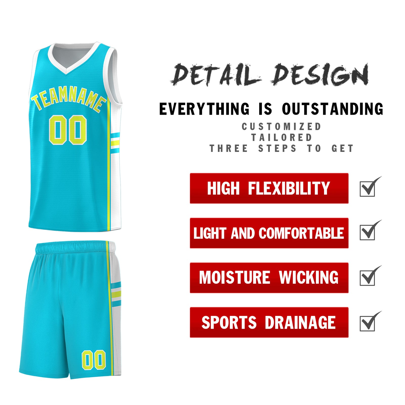 Custom Youth Basketball Jersey - Sky Blue White Personalized Varsity Two-Tone Uniform
