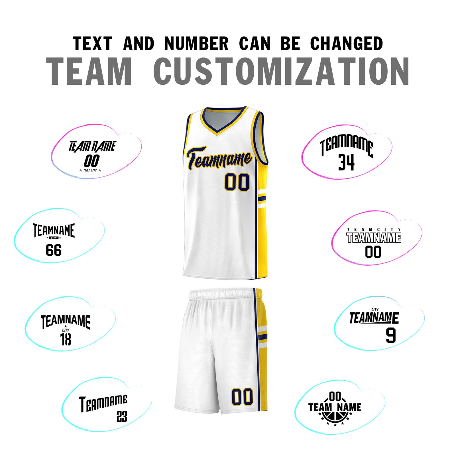 Custom Youth Basketball Jersey - White Gold Personalized Varsity Two-Tone Uniform