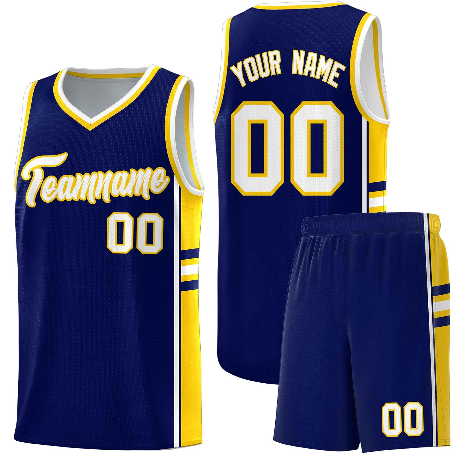 Custom Youth Basketball Jersey - Navy Gold Two-Tone Varsity Jersey Set