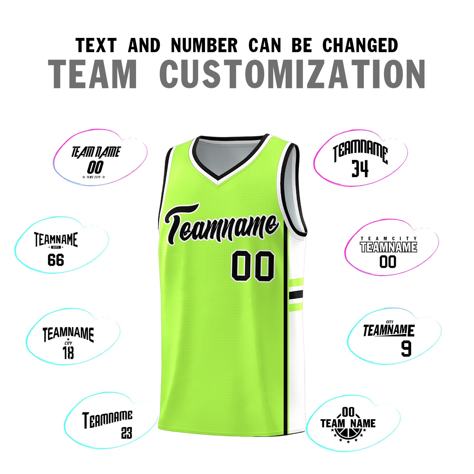 Custom Youth Basketball Jersey - Fluorescent Green White Two-Tone Varsity Jersey Set