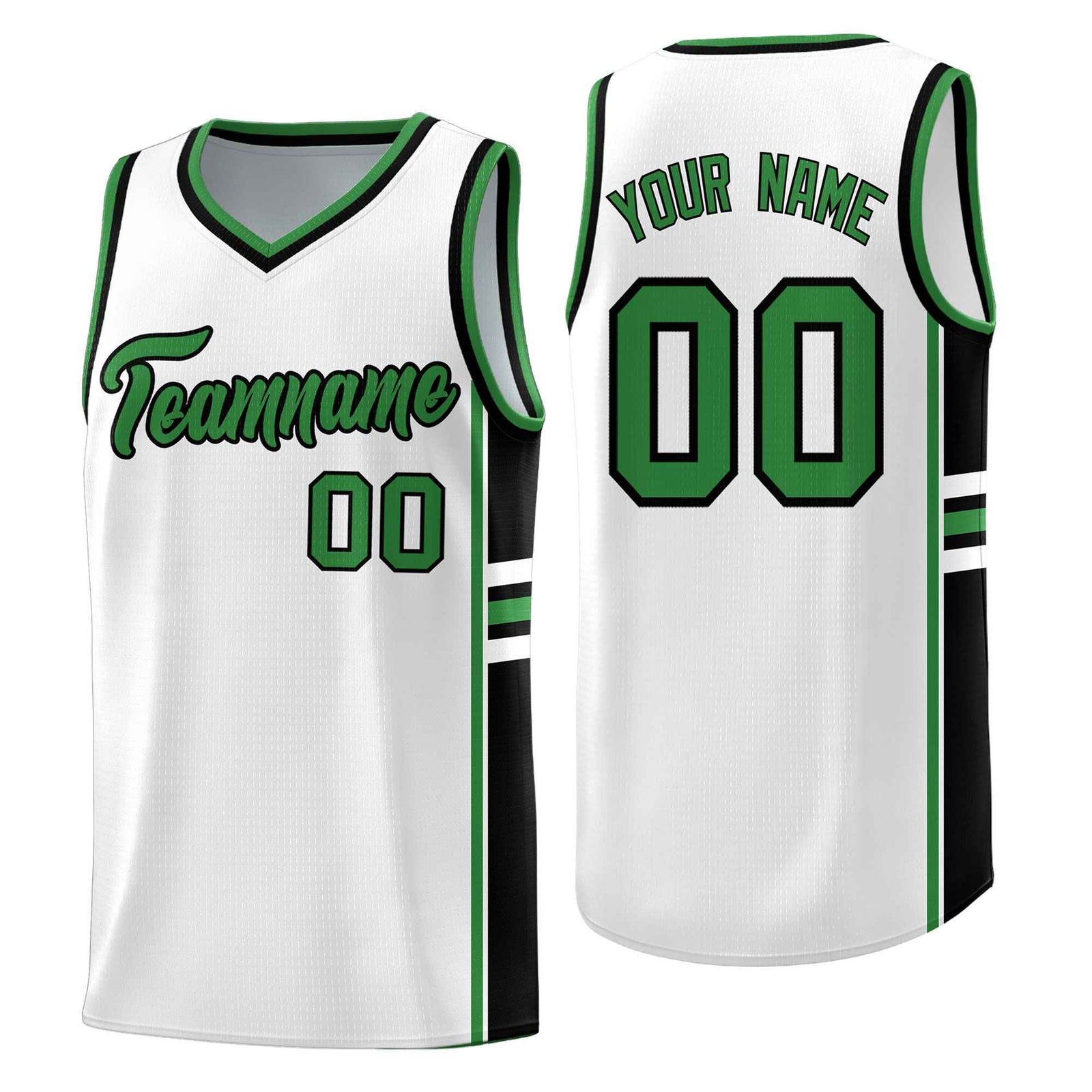 Custom Youth Basketball Jersey - White Kelly Green Two-Tone Varsity Jersey Set