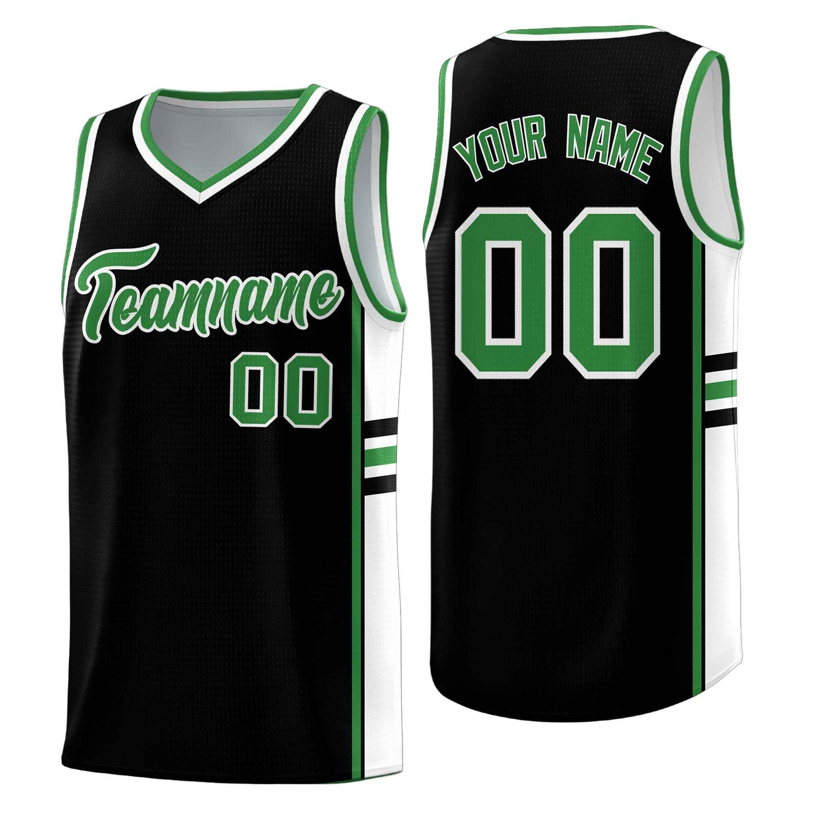 Custom Youth Basketball Jersey - Black Kelly Green Two-Tone Classic Varsity Uniform