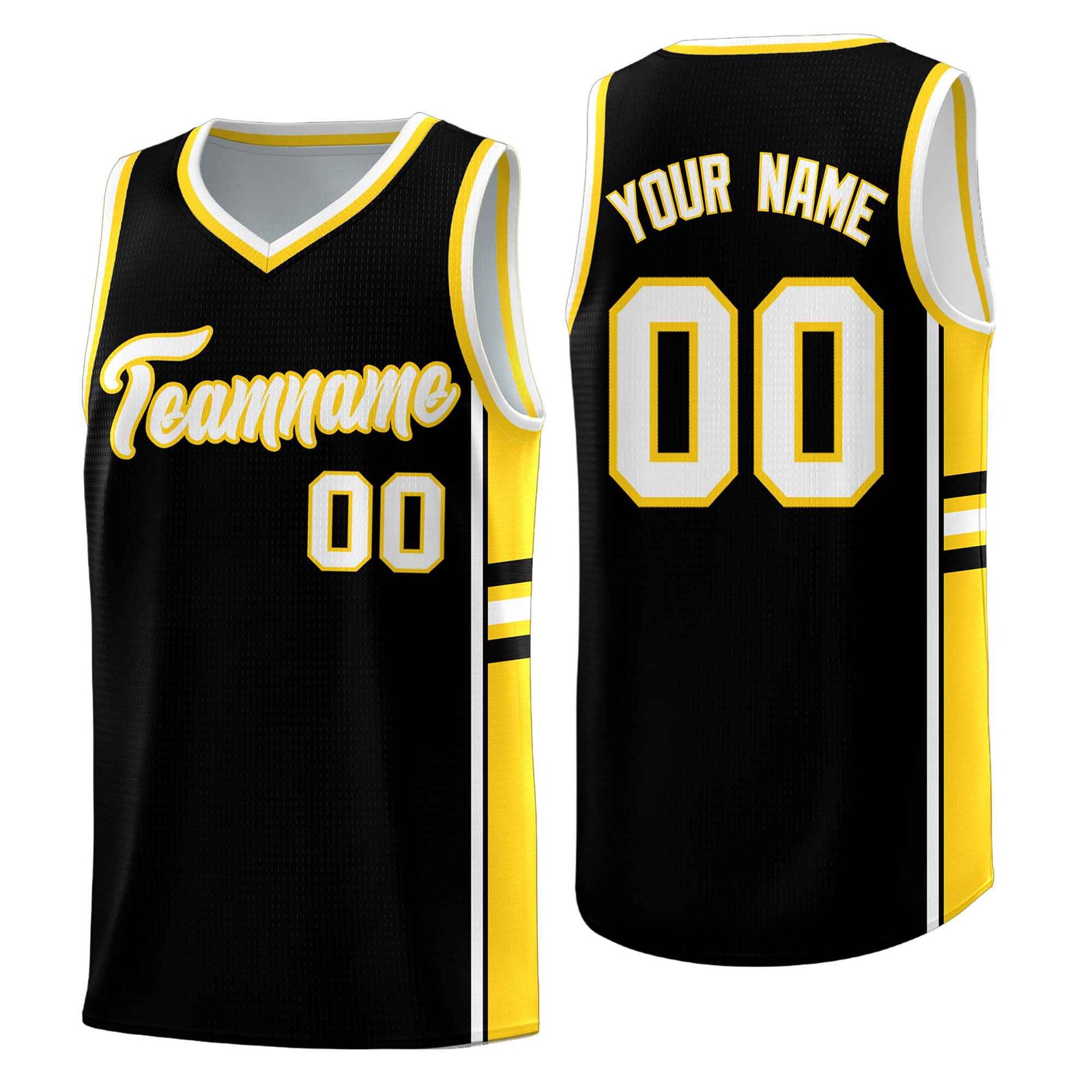 Custom Youth Basketball Jersey - Black Gold Two-Tone Varsity Jersey Set