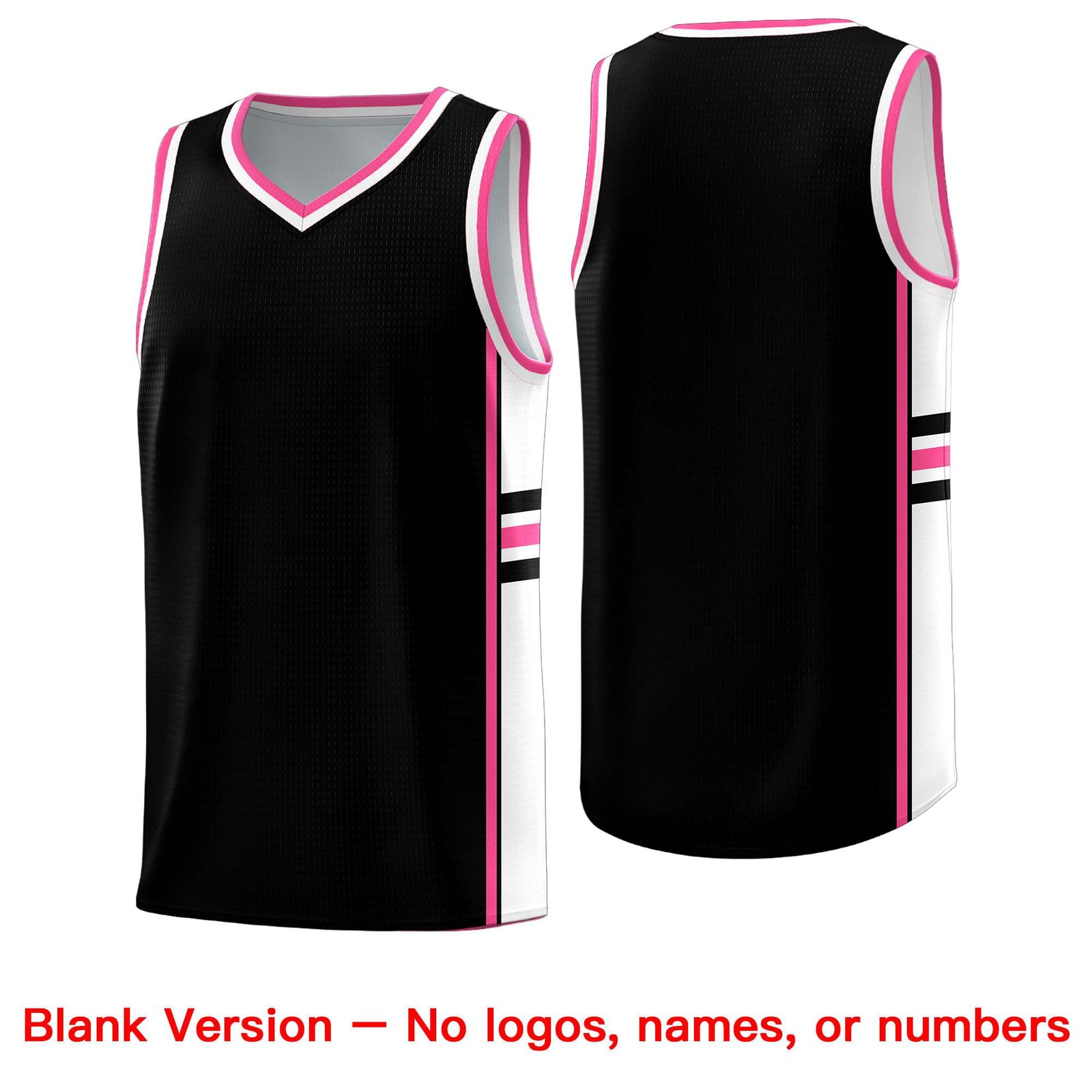Custom Youth Basketball Jersey - Black Pink Two-Tone Classic Varsity Uniform