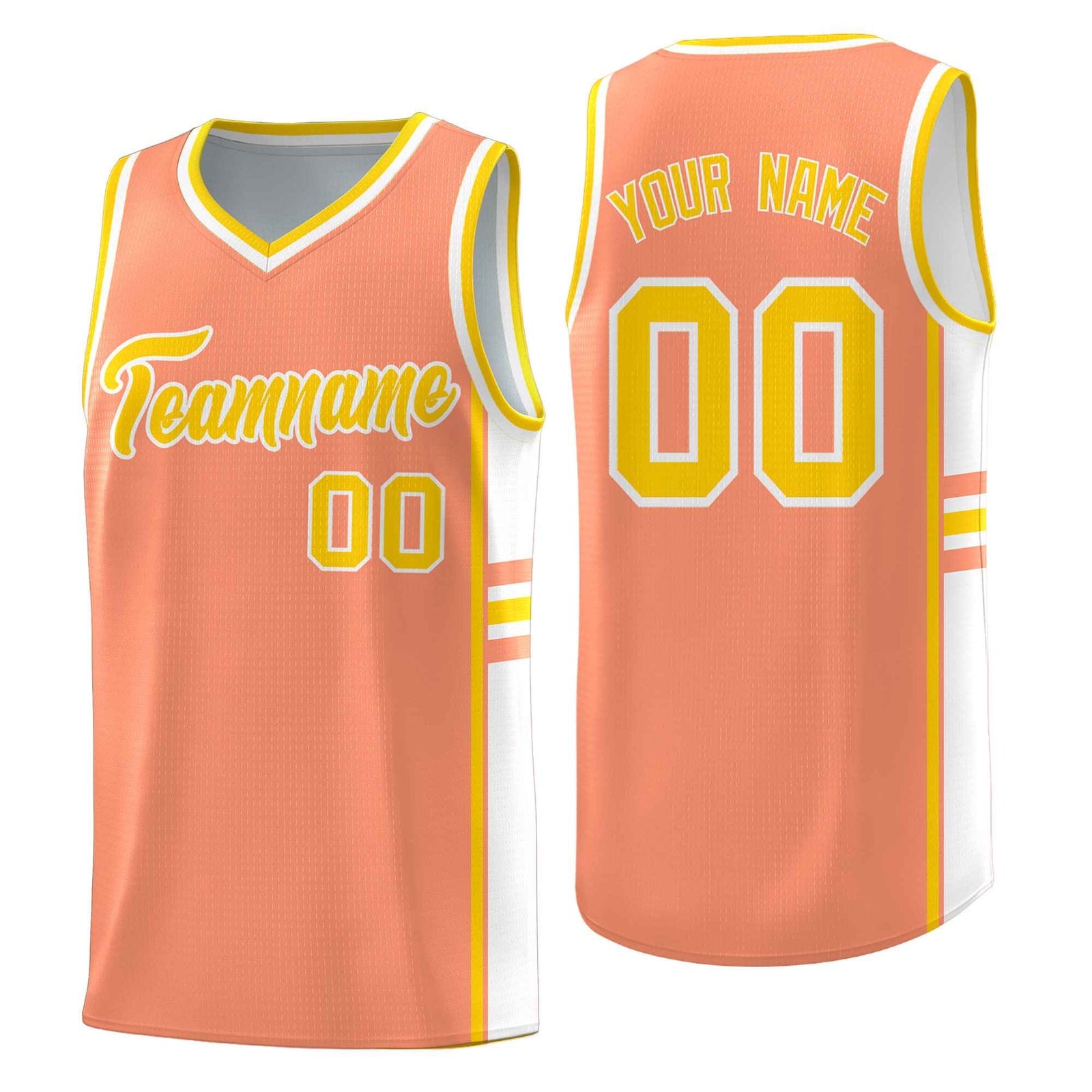 Custom Youth Basketball Jersey - Light Orange White Two-Tone Classic Varsity Uniform