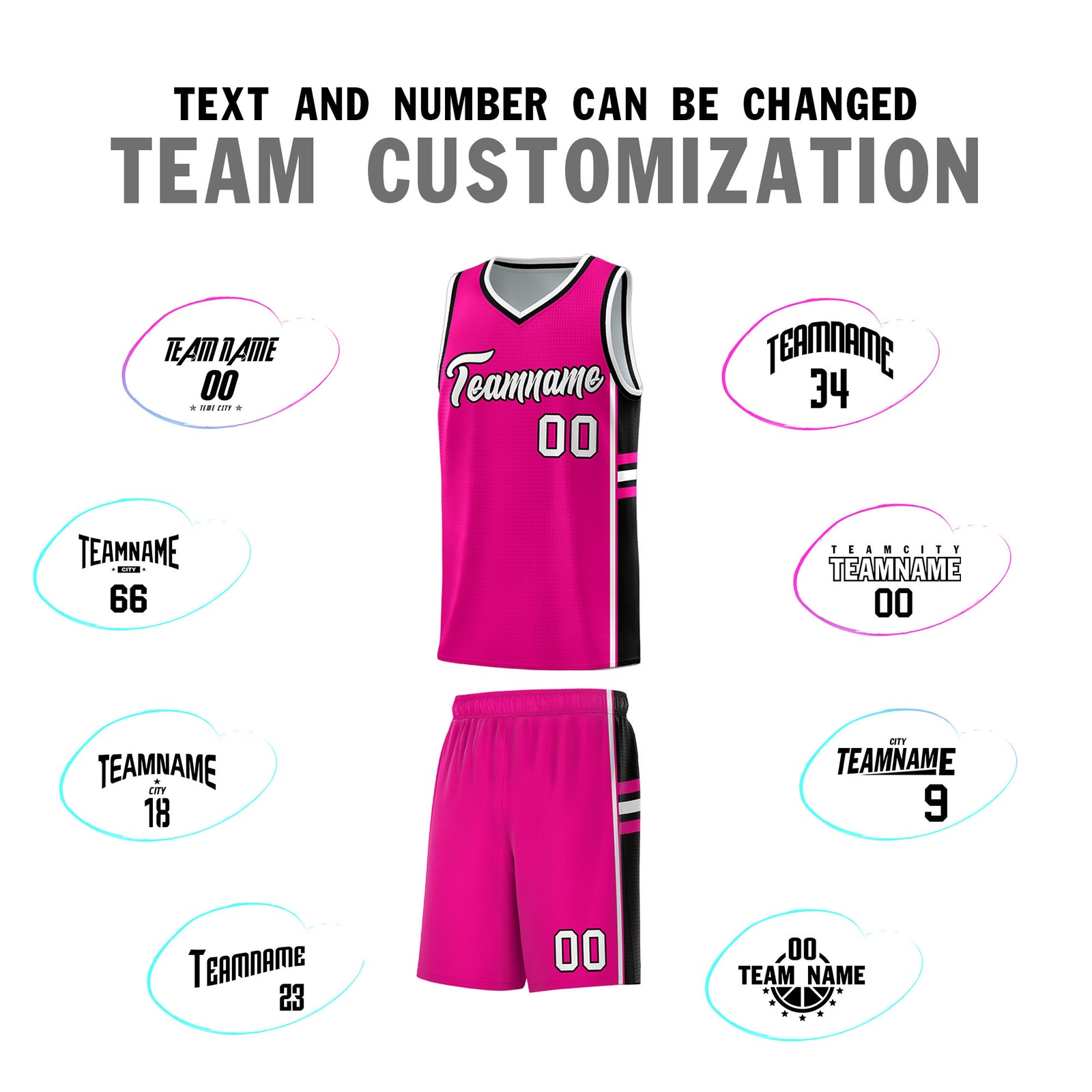 Custom Youth Basketball Jersey - Pink Black Personalized Varsity Two-Tone Uniform