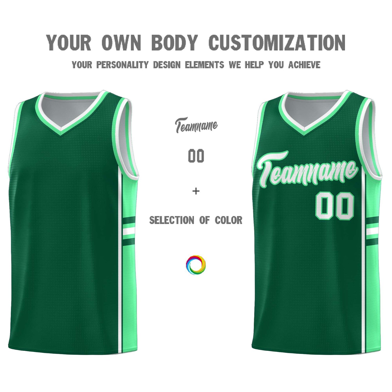 Custom Youth Basketball Jersey - Kelly Green Green Two-Tone Classic Varsity Uniform