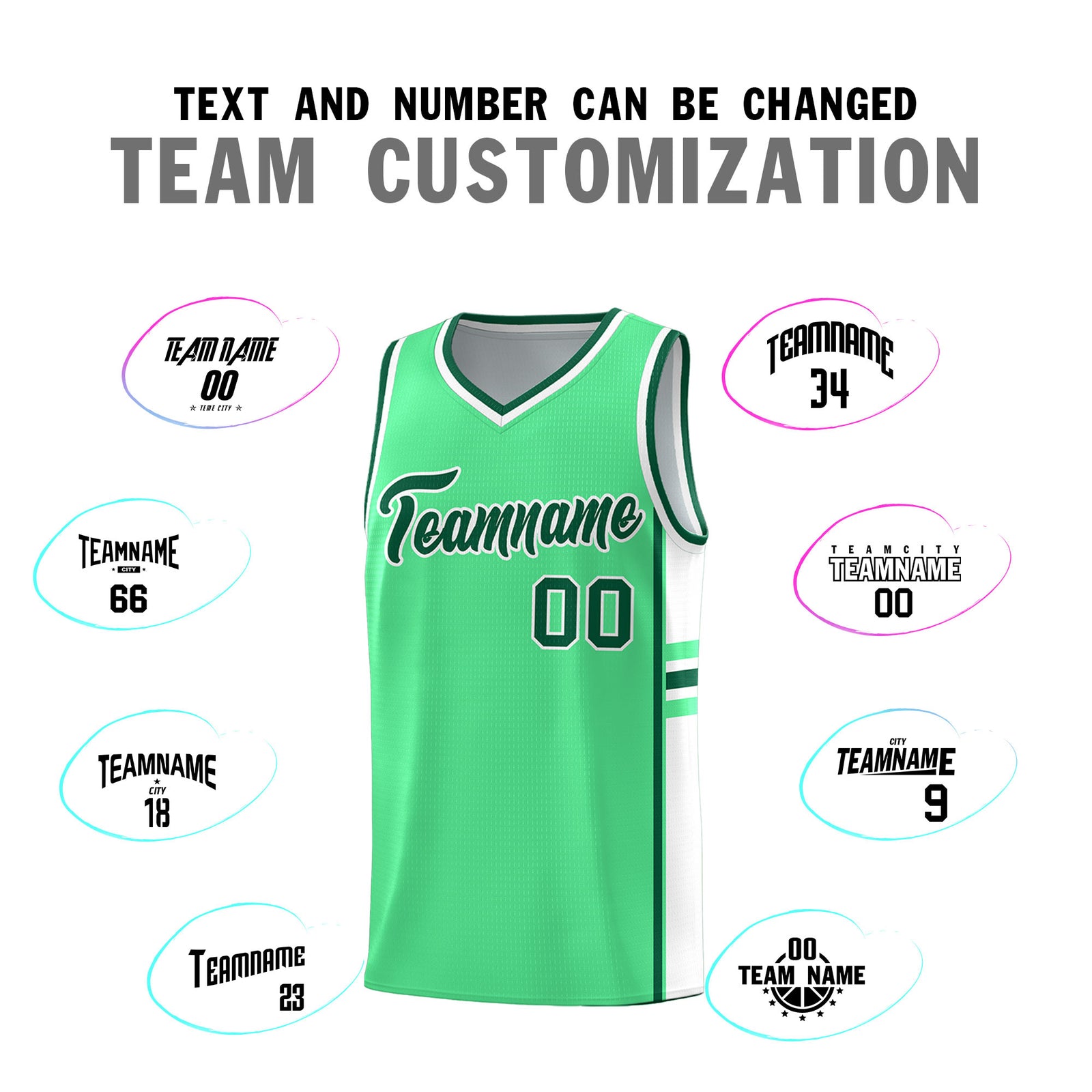Custom Youth Basketball Jersey - Green White Personalized Varsity Two-Tone Uniform