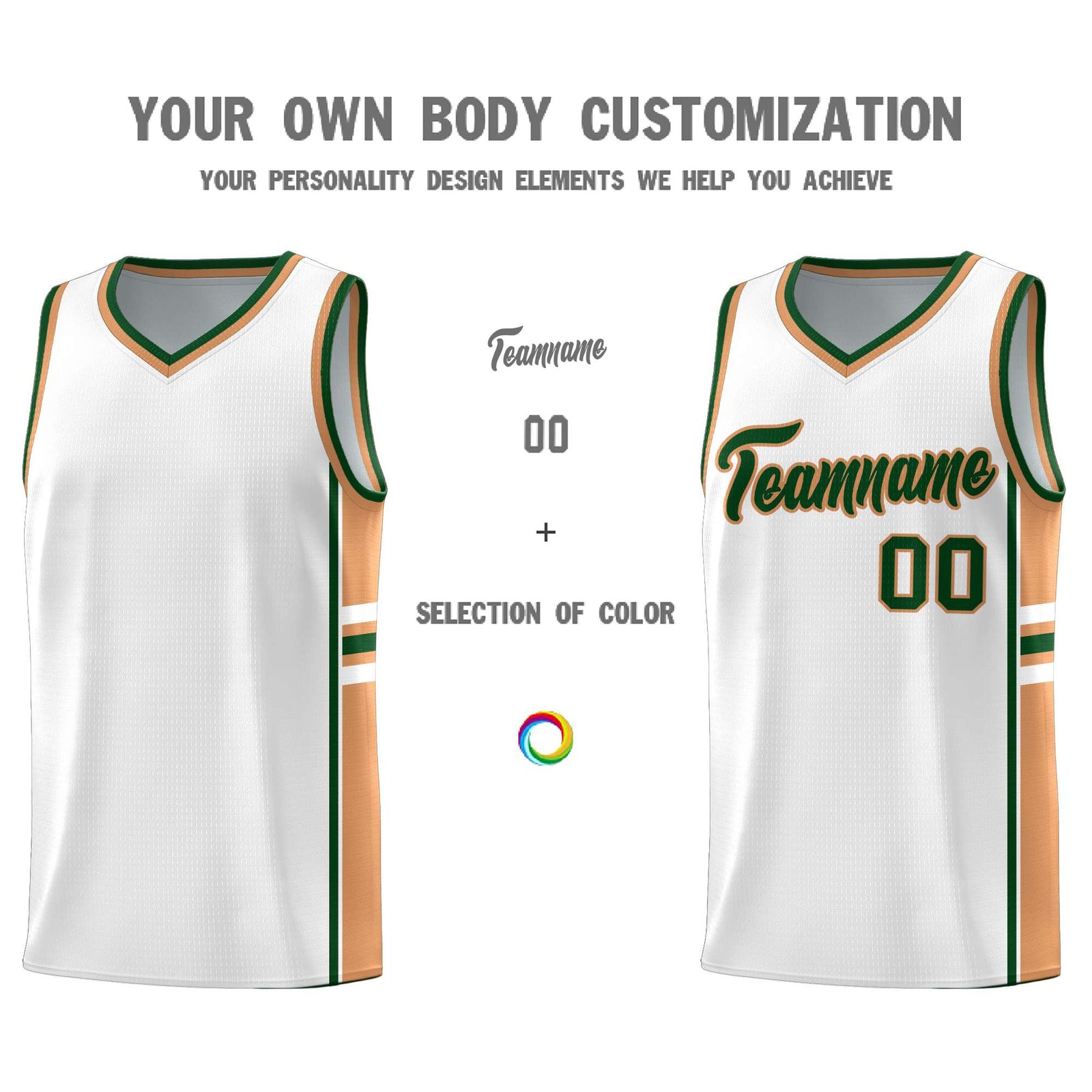 Custom Youth Basketball Jersey - White Buckskin Brown Two-Tone Varsity Jersey Set