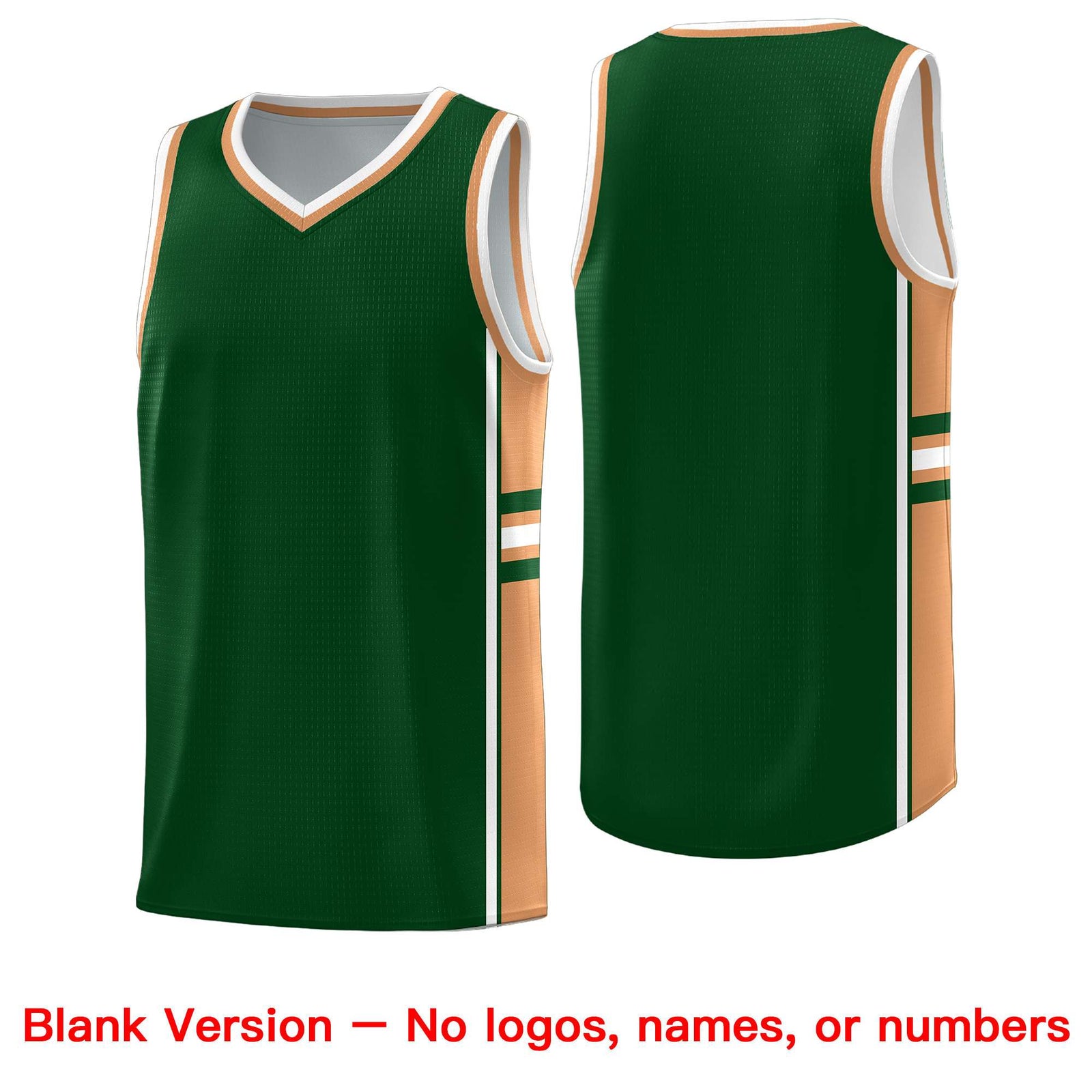 Custom Youth Basketball Jersey - Green Buckskin Brown Two-Tone Classic Varsity Uniform