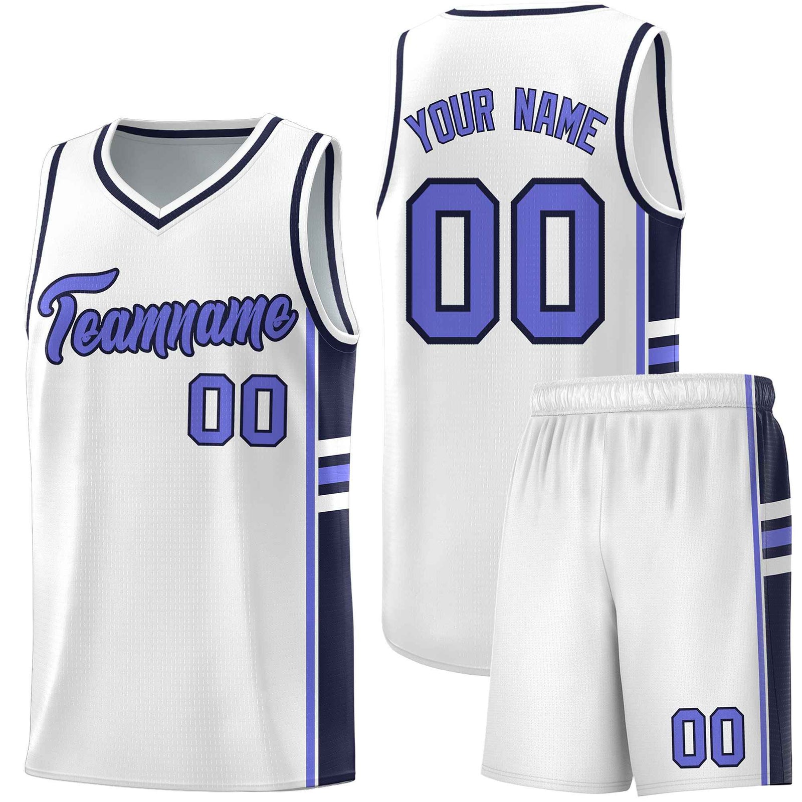 Custom Youth Basketball Jersey - White Navy Two-Tone Varsity Jersey Set