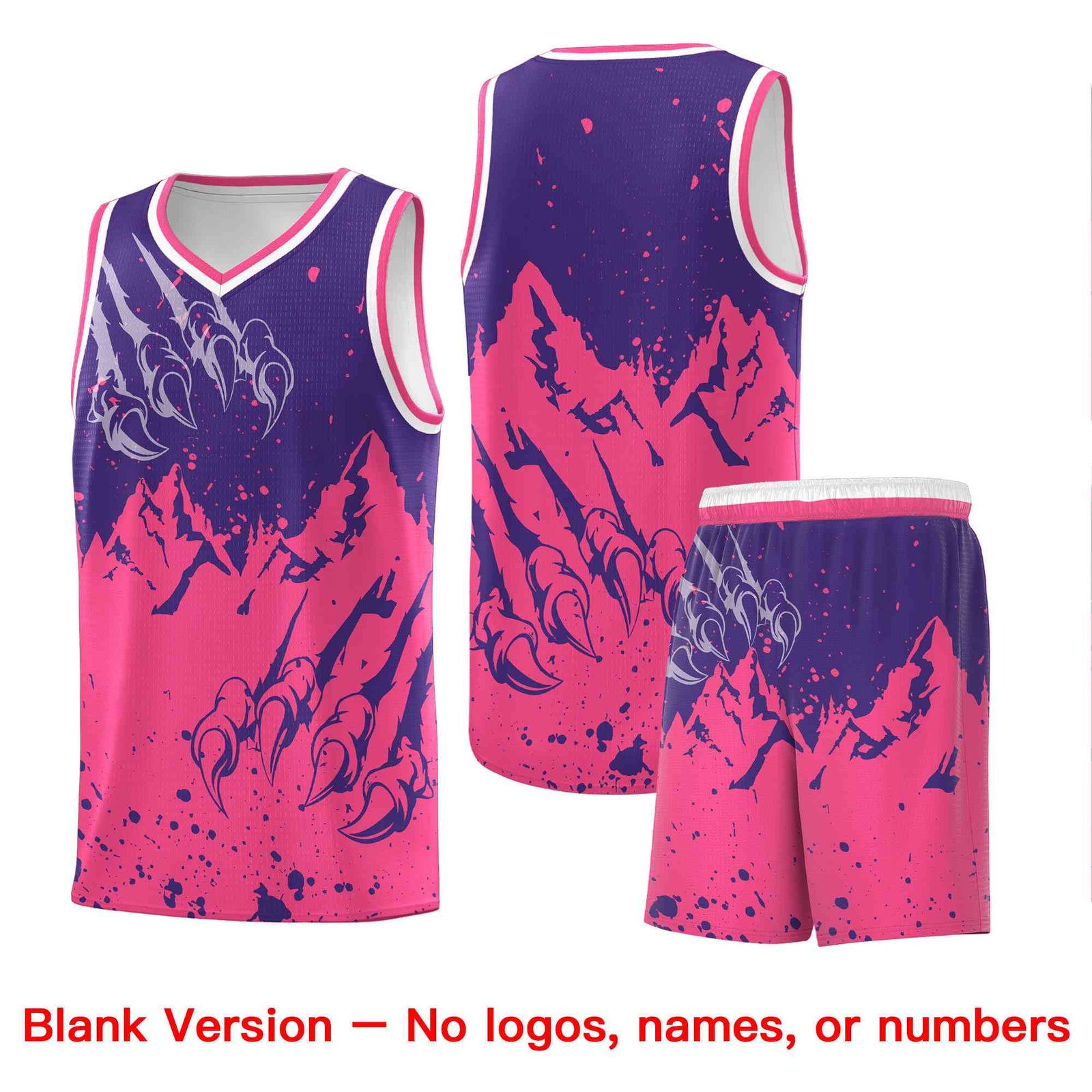 Custom Purple Pink Snow Mountain Beast Pattern Sports Uniform Basketball Jersey