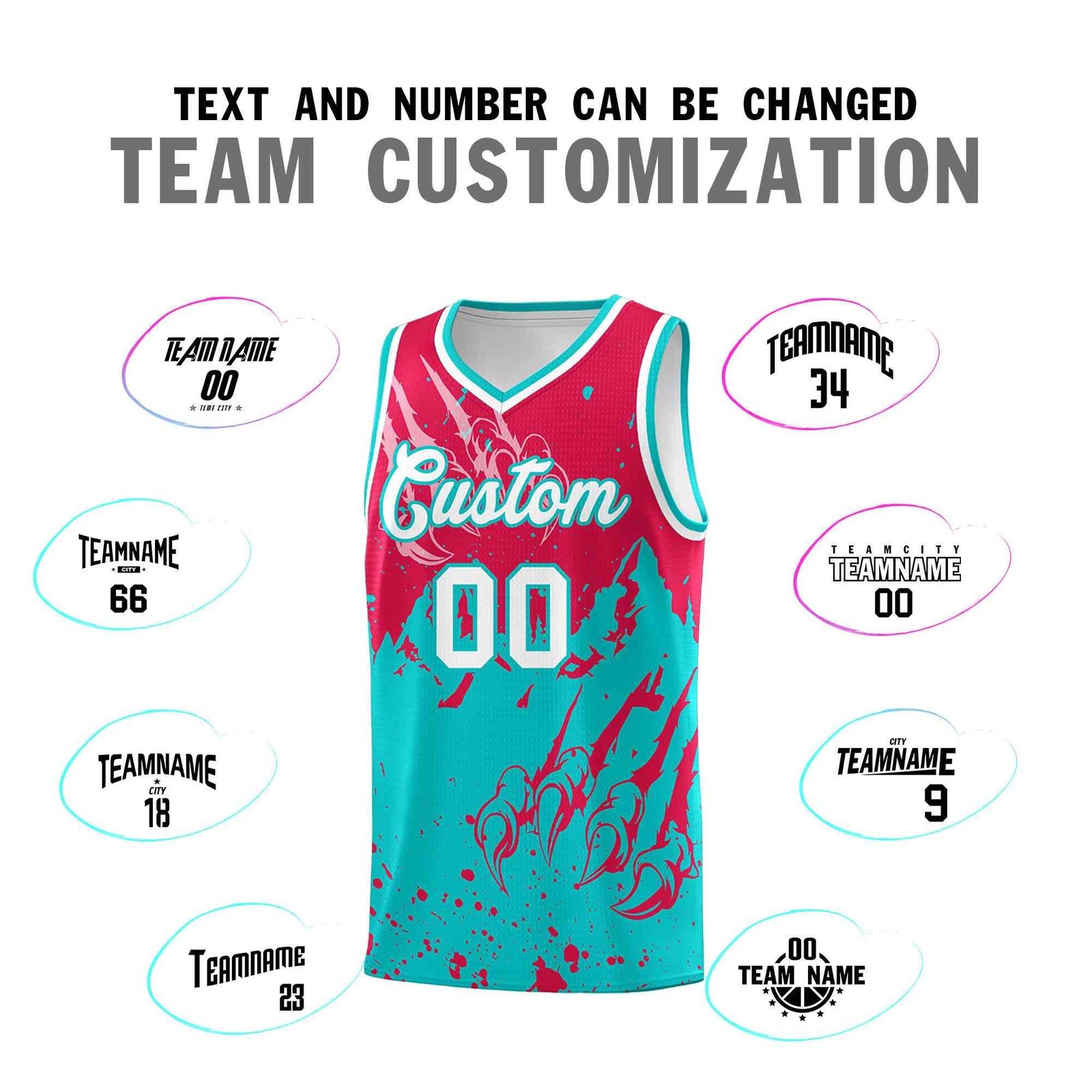 Custom Red Aqua Snow Mountain Beast Pattern Sports Uniform Basketball Jersey| KXKSHOP