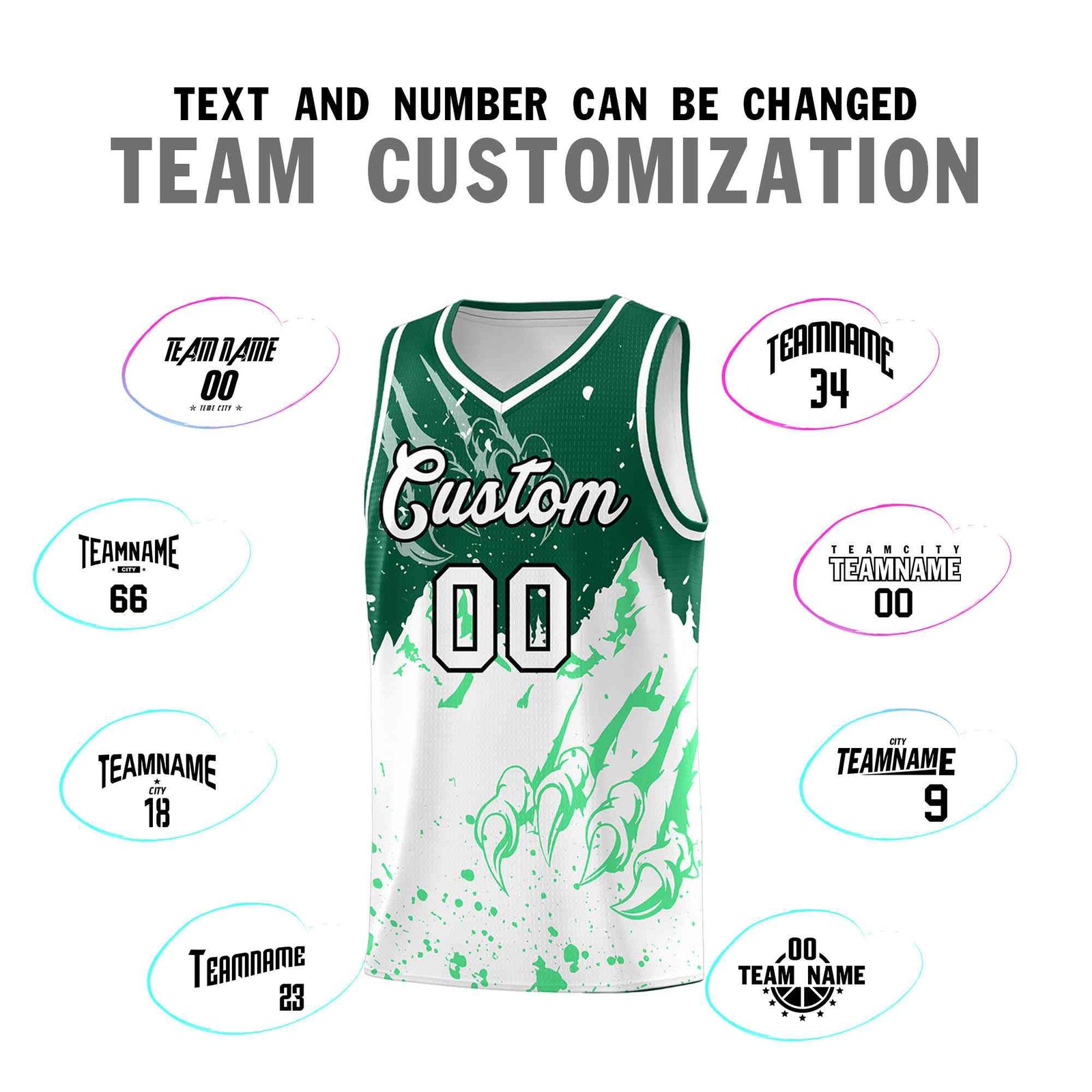 Custom Kelly Green White Snow Mountain Beast Pattern Sports Uniform Basketball Jersey| KXKSHOP