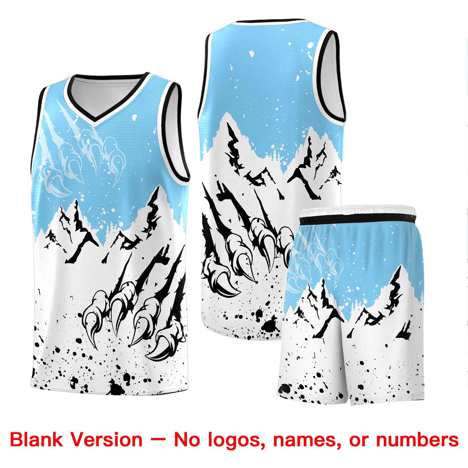 Custom Light Blue White Snow Mountain Beast Pattern Sports Uniform Basketball Jersey| KXKSHOP