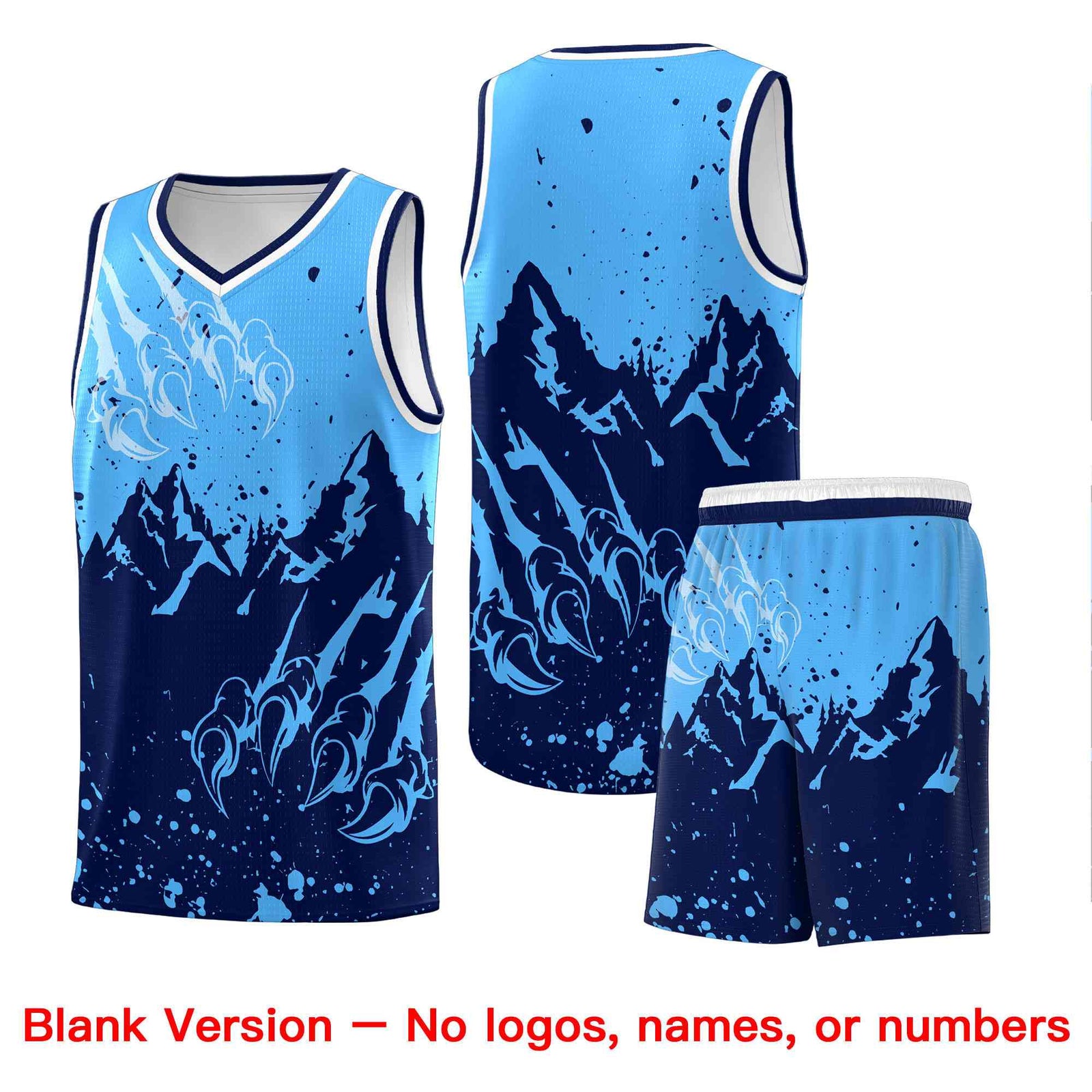 Custom Powder Blue Navy Snow Mountain Beast Pattern Sports Uniform Basketball Jersey| KXKSHOP