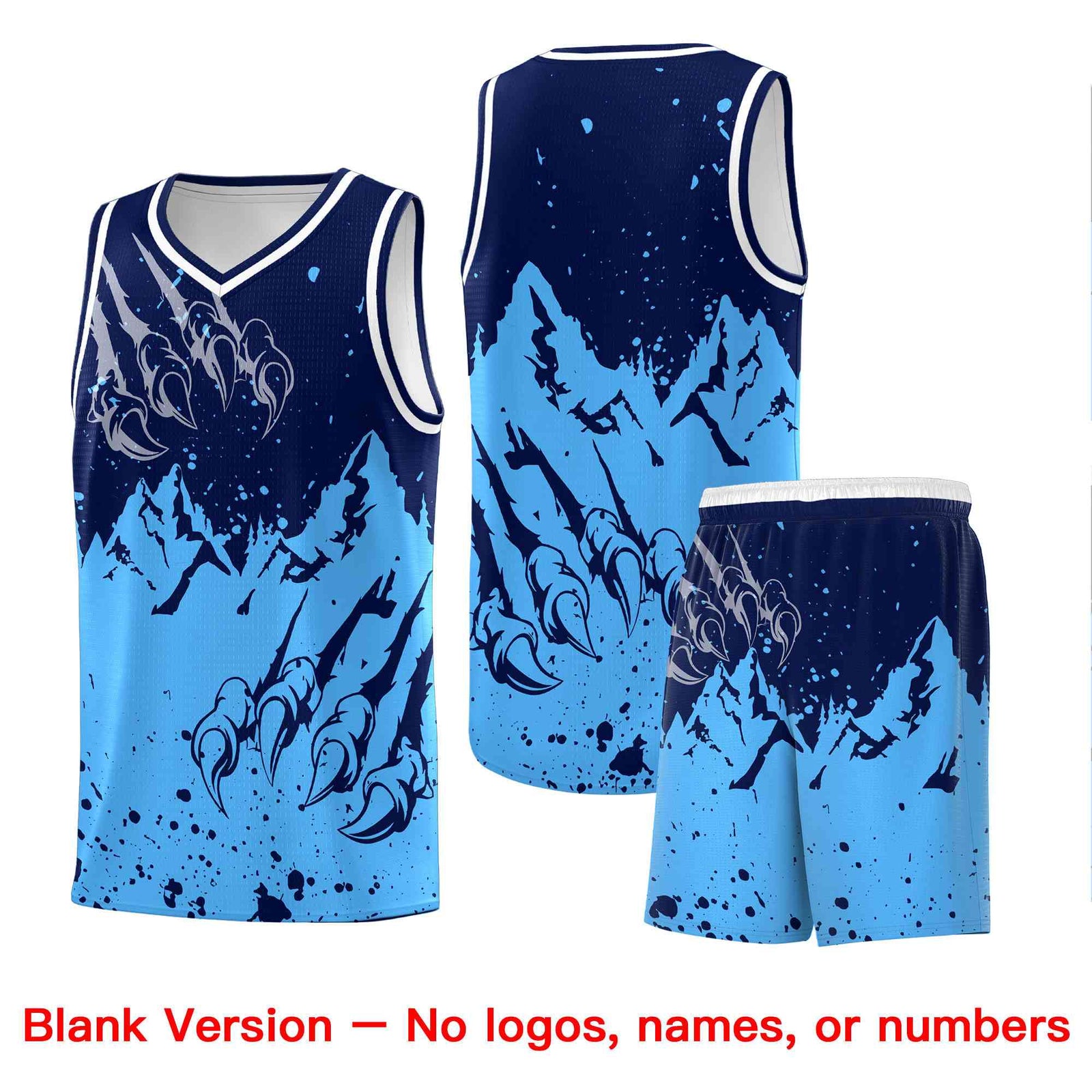 Custom Navy Powder Blue Snow Mountain Beast Pattern Sports Uniform Basketball Jersey| KXKSHOP