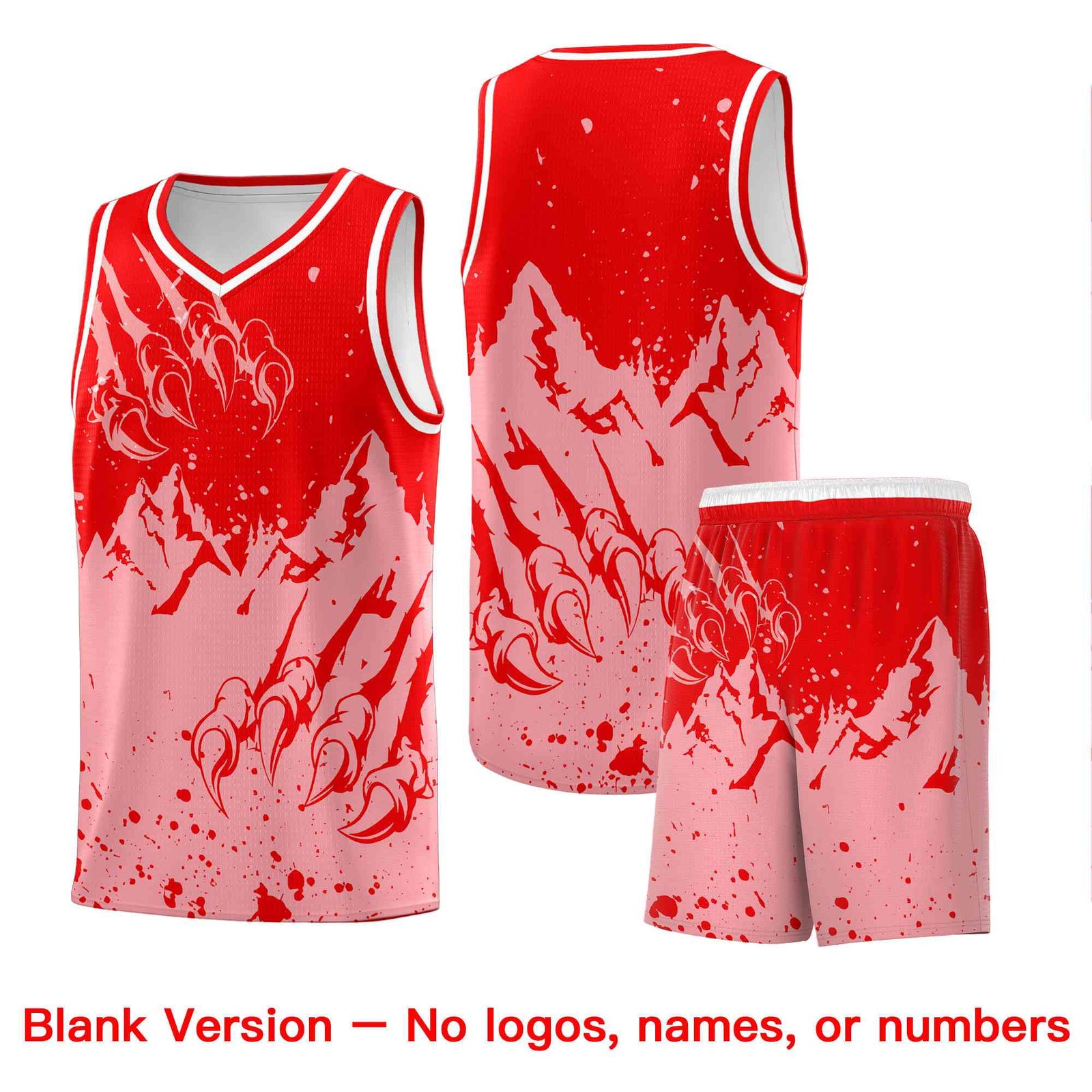 Custom Light Red Light Pink Snow Mountain Beast Pattern Sports Uniform Basketball Jersey| KXKSHOP