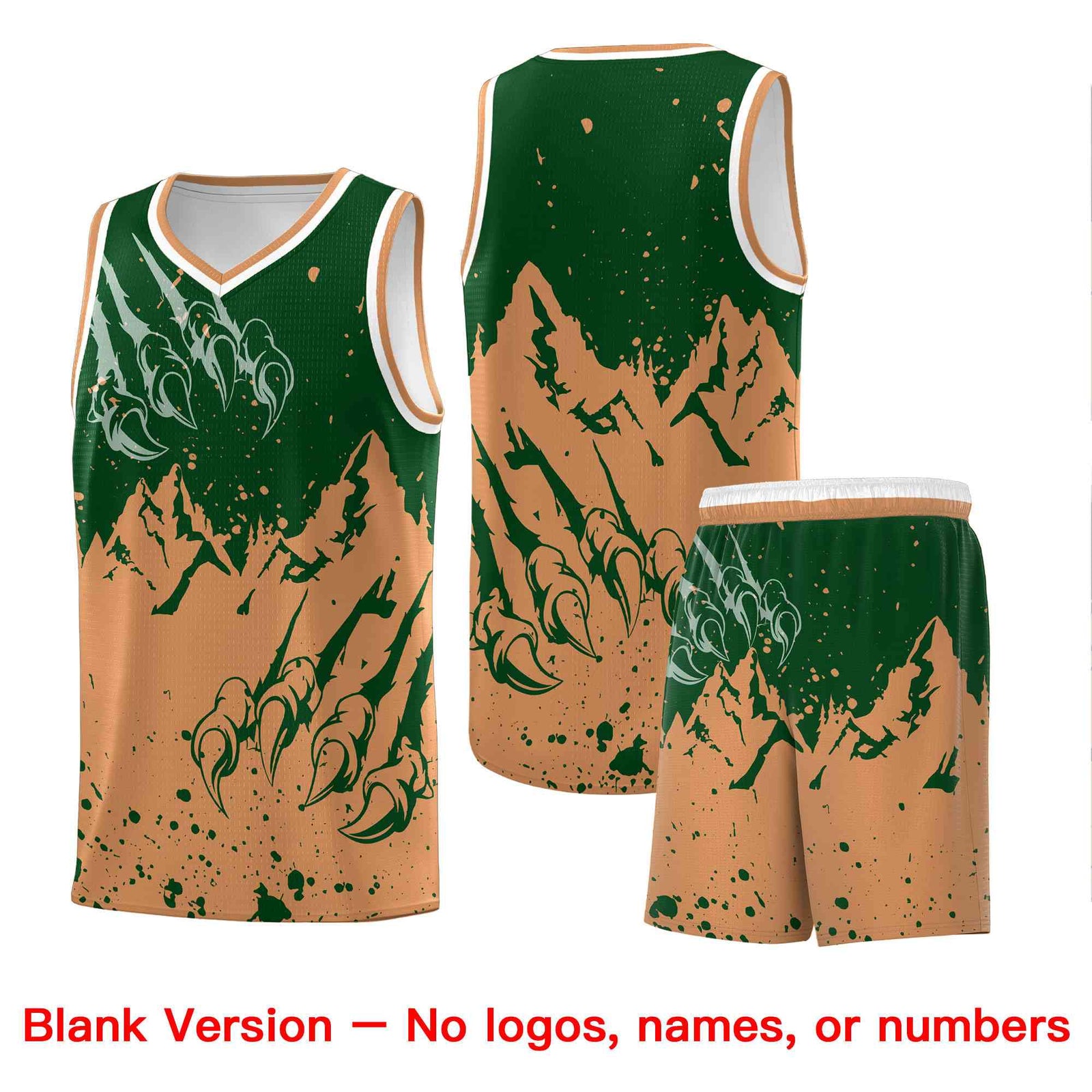 Custom Green Buckskin Brown Snow Mountain Beast Pattern Sports Uniform Basketball Jersey| KXKSHOP
