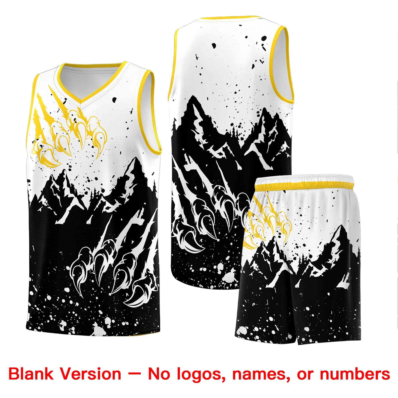 Custom White Black Snow Mountain Beast Pattern Sports Uniform Basketball Jersey| KXKSHOP