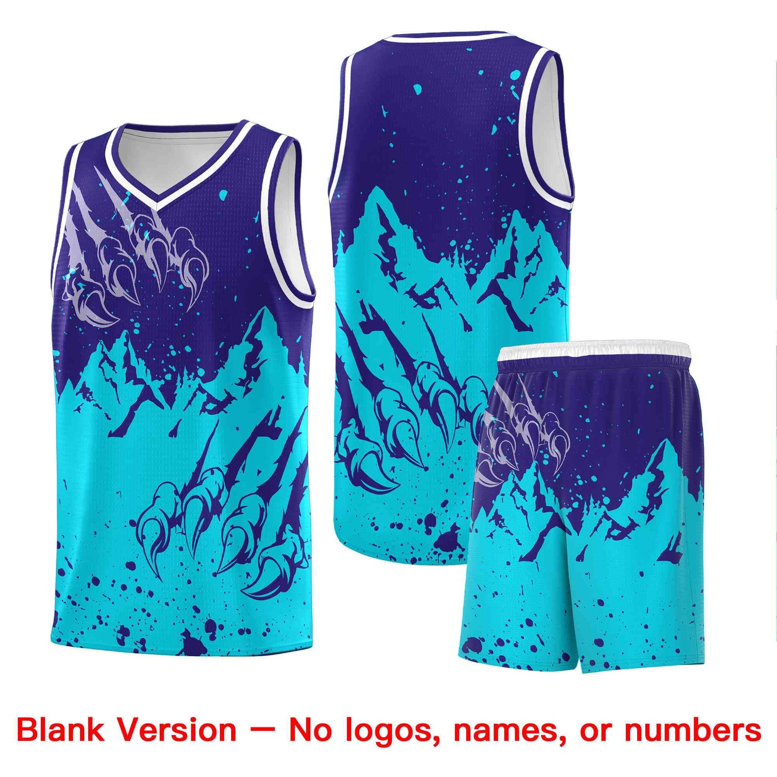 Custom Royal Sky Blue Snow Mountain Beast Pattern Sports Uniform Basketball Jersey
