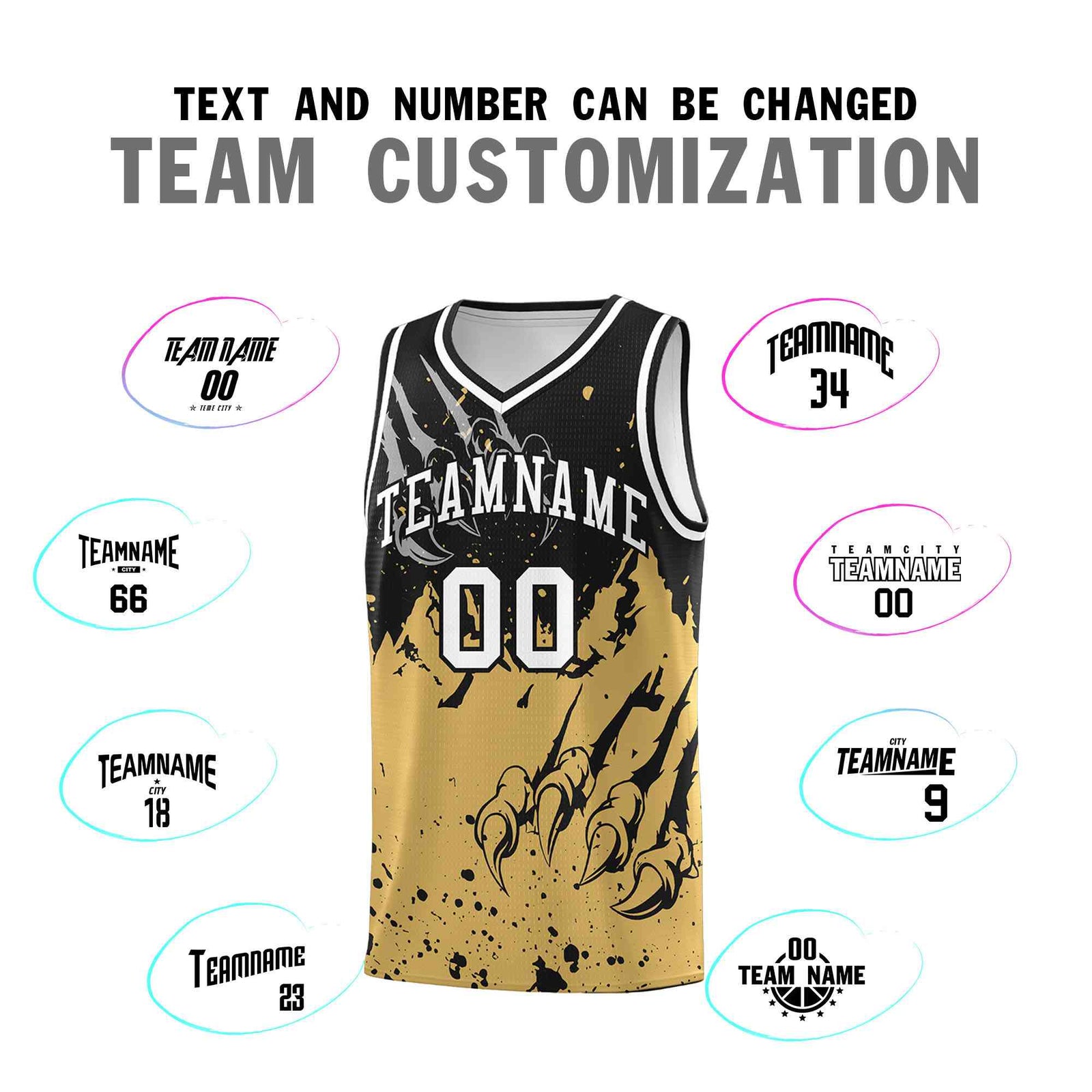 Custom Black Old Gold Snow Mountain Beast Pattern Sports Uniform Basketball Jersey