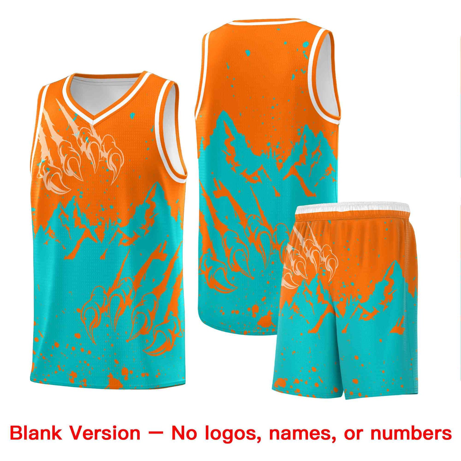 Custom Orange Aqua Snow Mountain Beast Pattern Sports Uniform Basketball Jersey