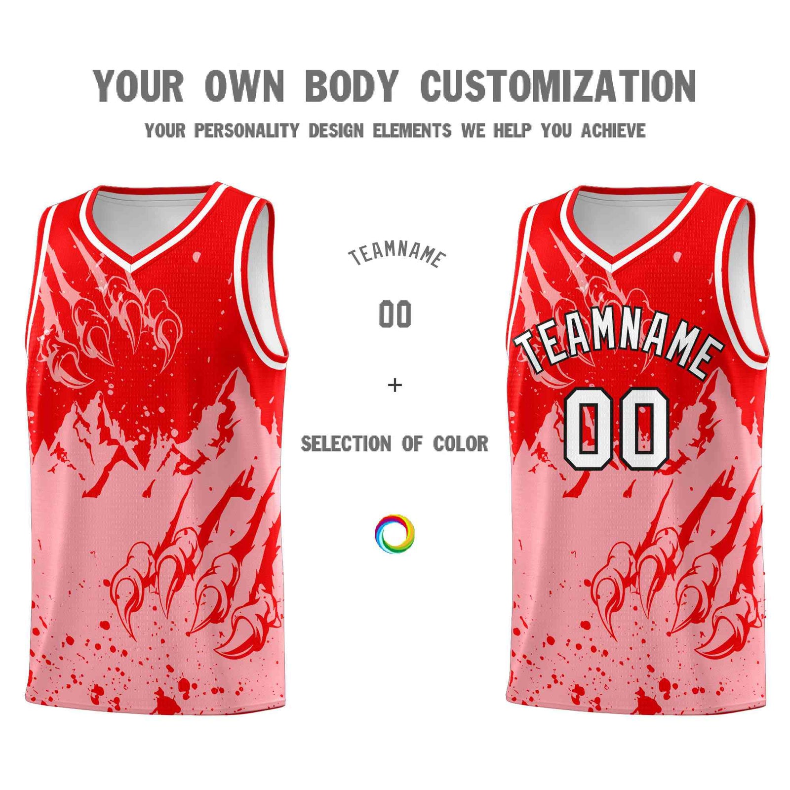 Custom Light Red Light Pink Snow Mountain Beast Pattern Sports Uniform Basketball Jersey