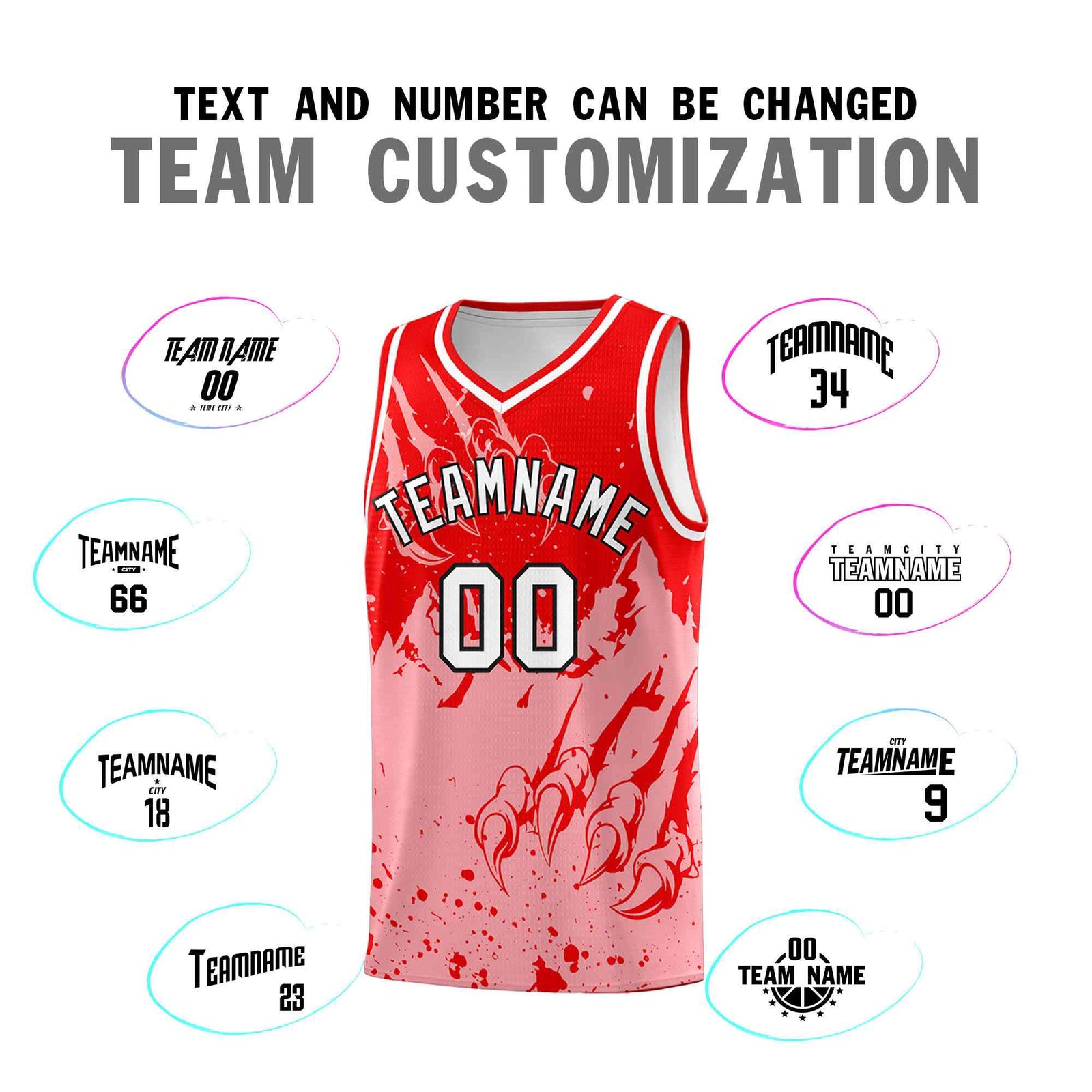 Custom Light Red Light Pink Snow Mountain Beast Pattern Sports Uniform Basketball Jersey