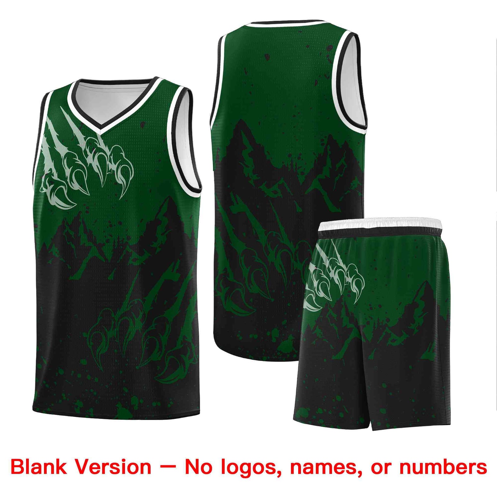 Custom Green Black Snow Mountain Beast Pattern Sports Uniform Basketball Jersey