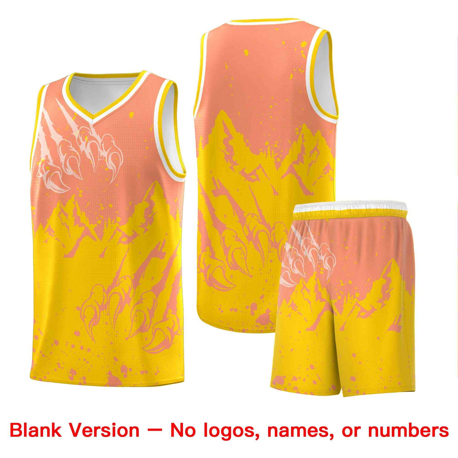 Custom Light Orange Gold Snow Mountain Beast Pattern Sports Uniform Basketball Jersey